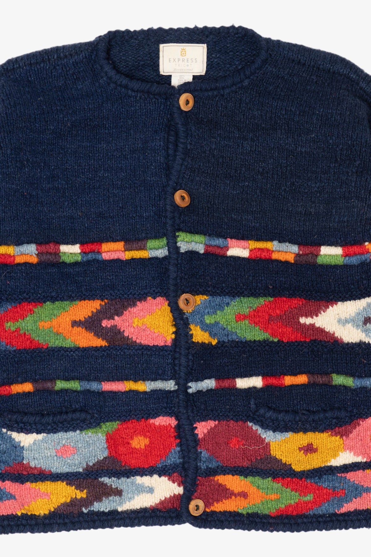 Vintage Hand Knit Express Cardigan Sweater (1990s)