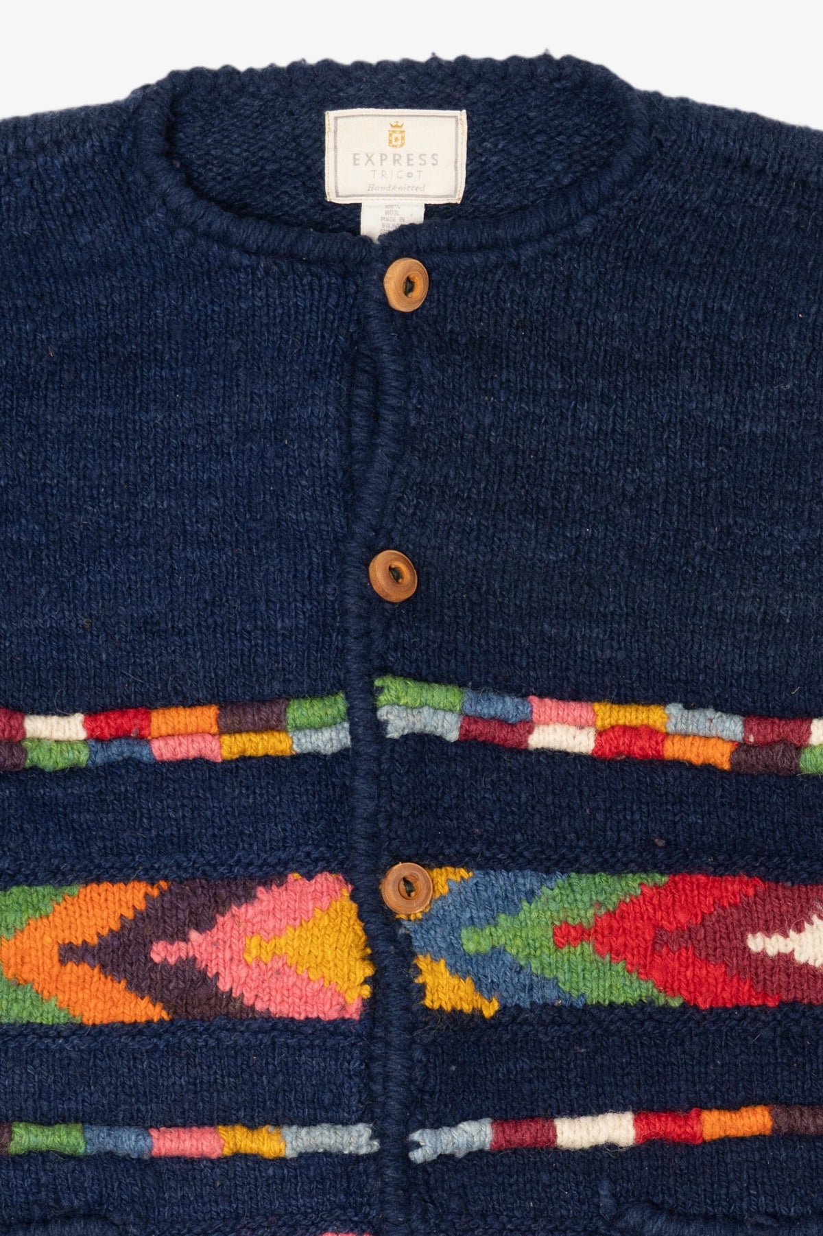 Vintage Hand Knit Express Cardigan Sweater (1990s)