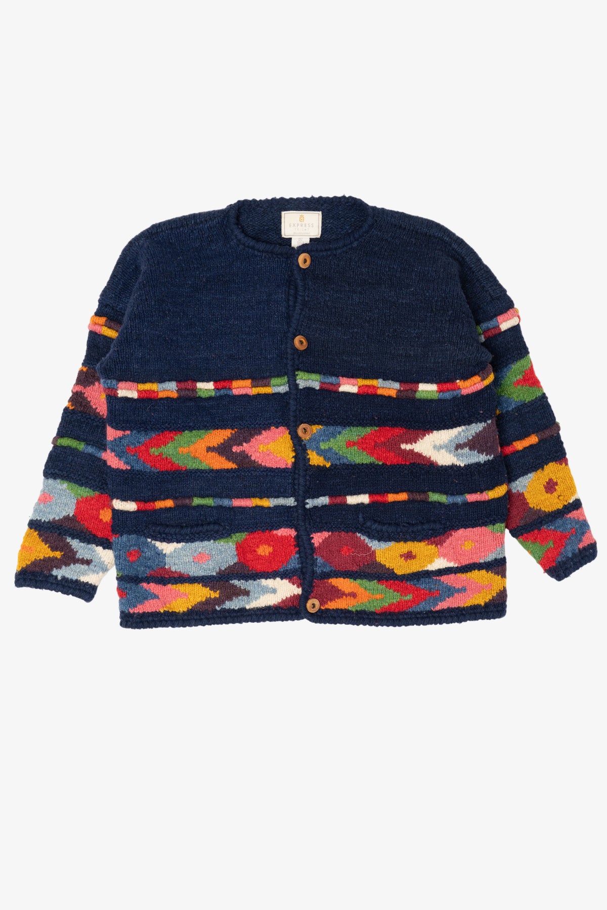 Vintage Hand Knit Express Cardigan Sweater (1990s)