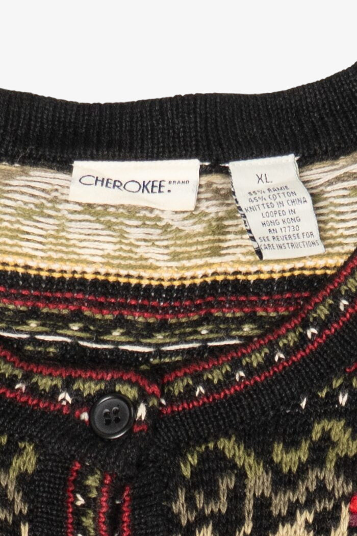 Vintage Cherokee Fair Isle Cardigan Sweater (1990s)