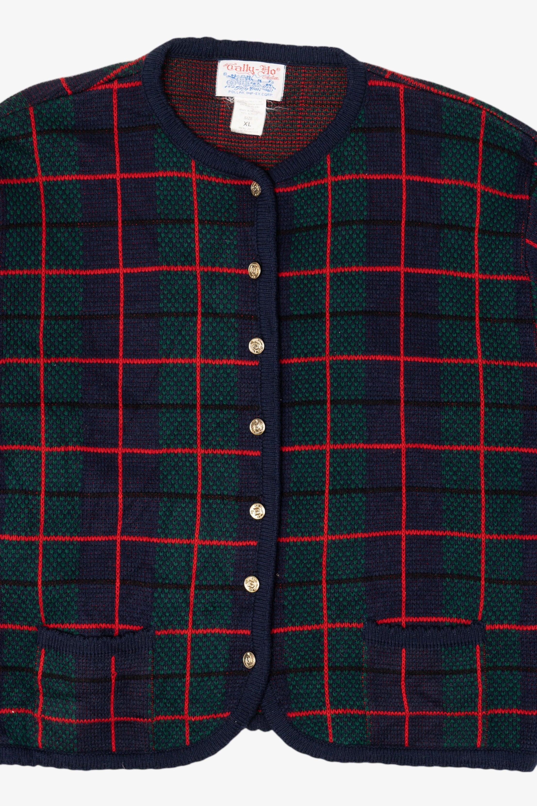 Vintage Navy Blue Tally-Ho Cardigan (1980s)