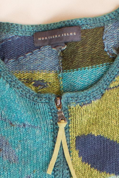 Vintage Leafy Squares Cardigan Sweater (2000s)