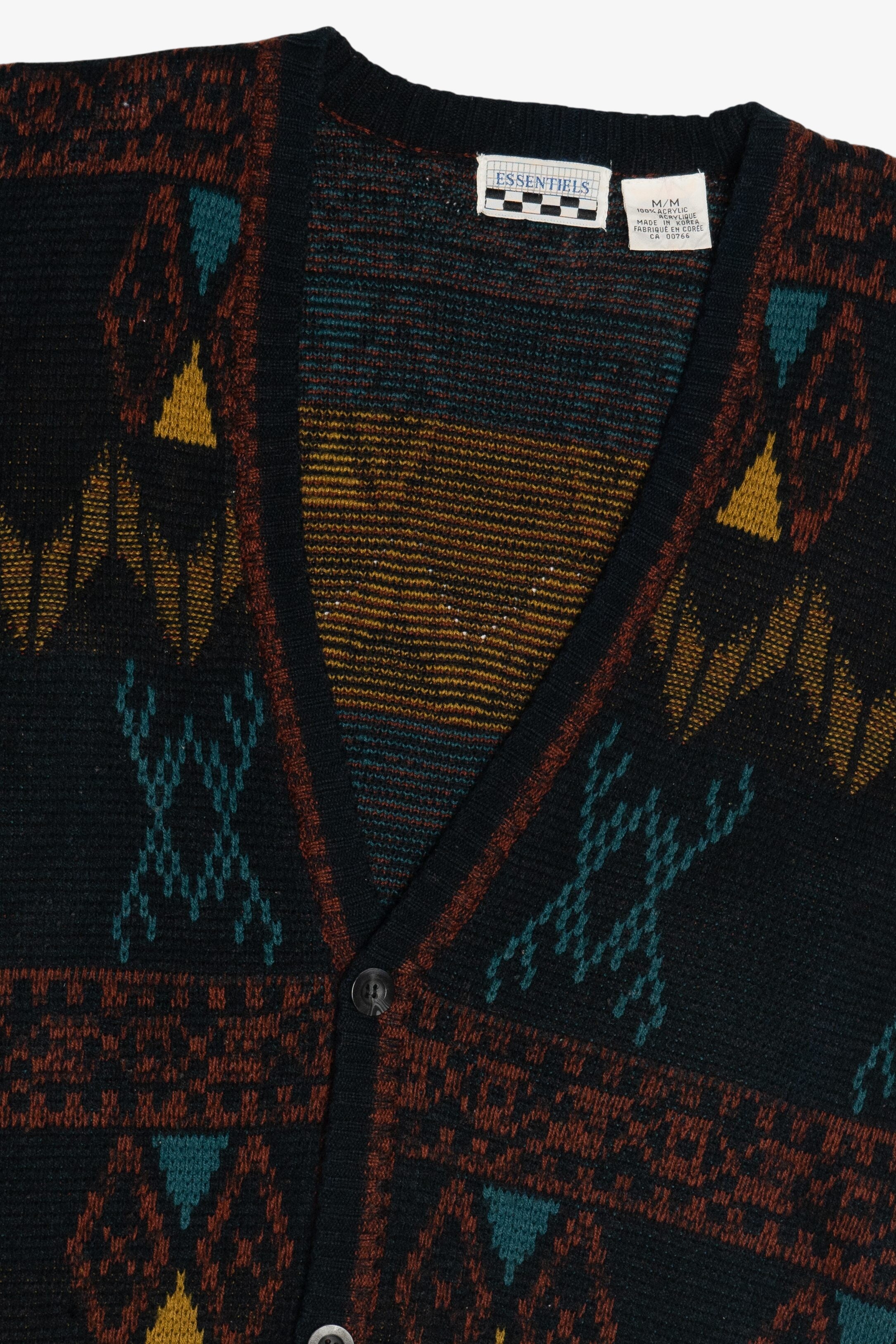 Vintage Essentials Graphic Cardigan Sweater (1980s)