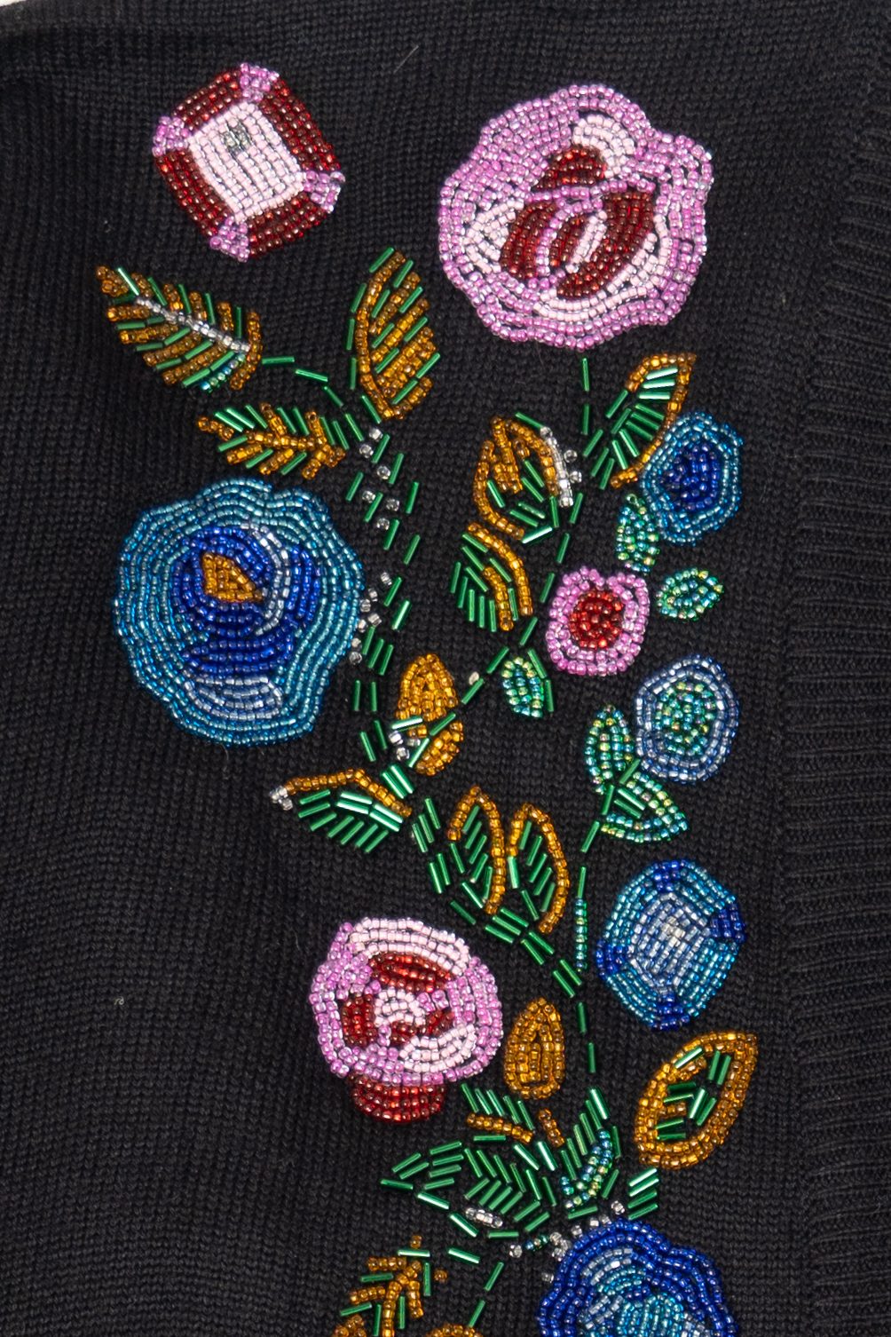 Vintage Black Elisabeth Bead Embroidered Cardigan (2000s)