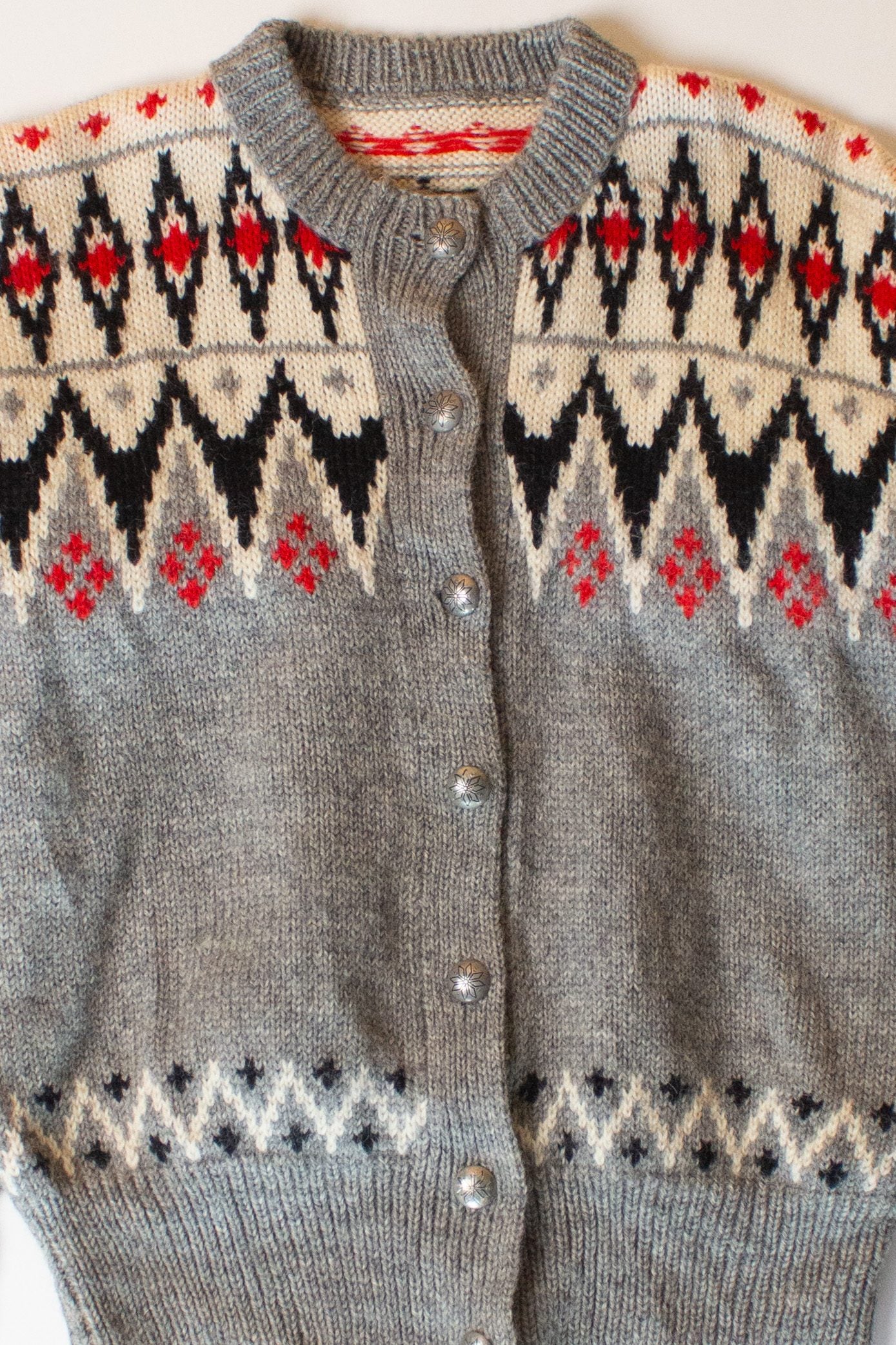 Vintage Hand Knit Fair Isle Cardigan (1980s)