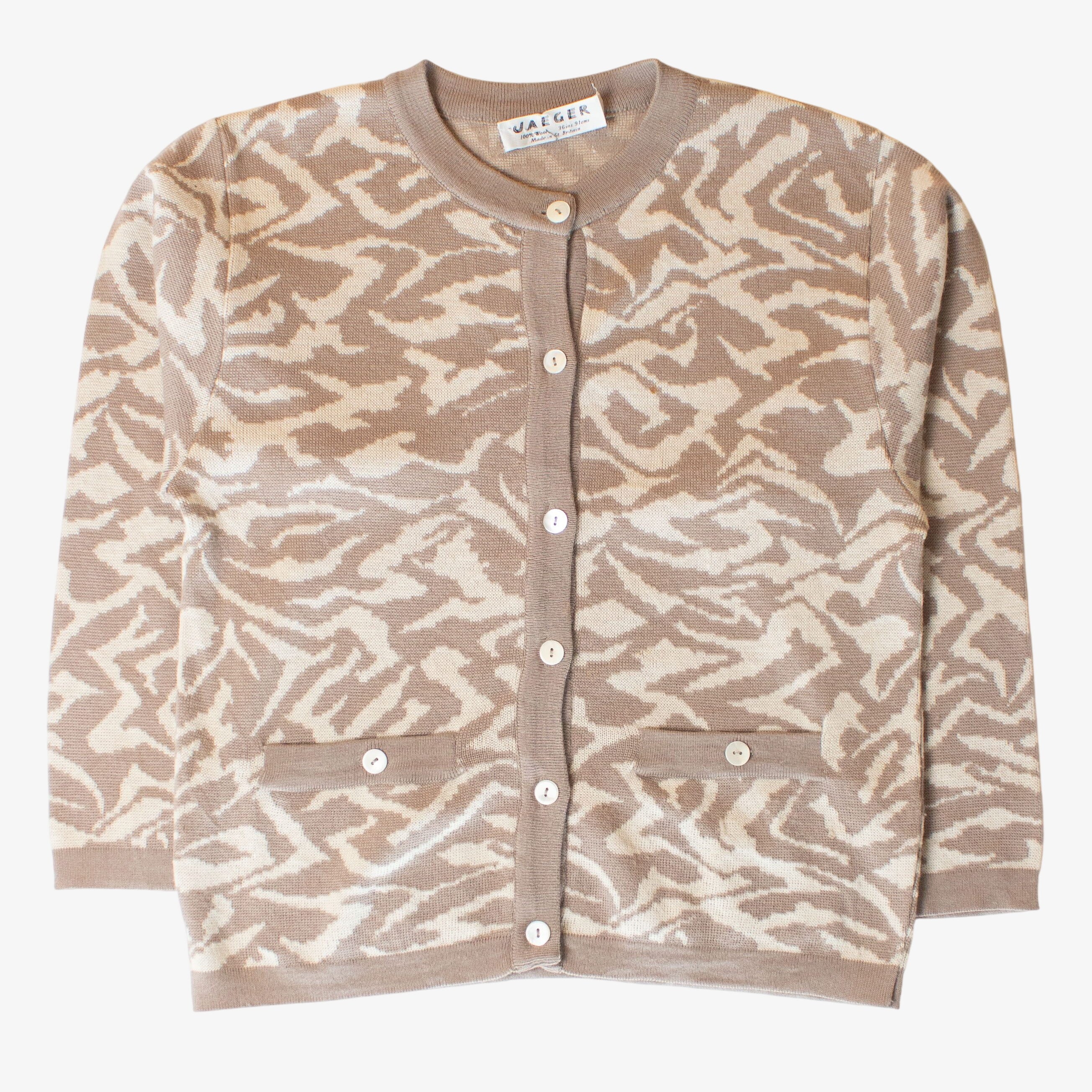Vintage Beige Zebra Cardigan (1990s)