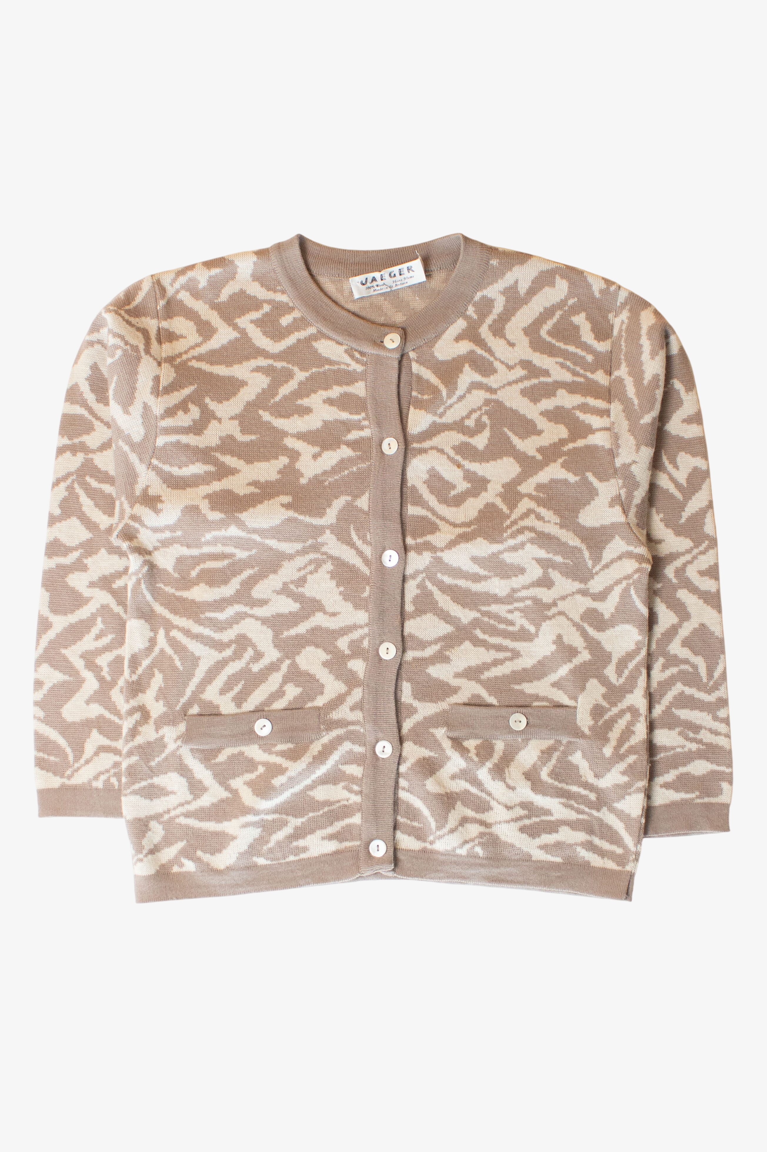 Vintage Beige Zebra Cardigan (1990s)