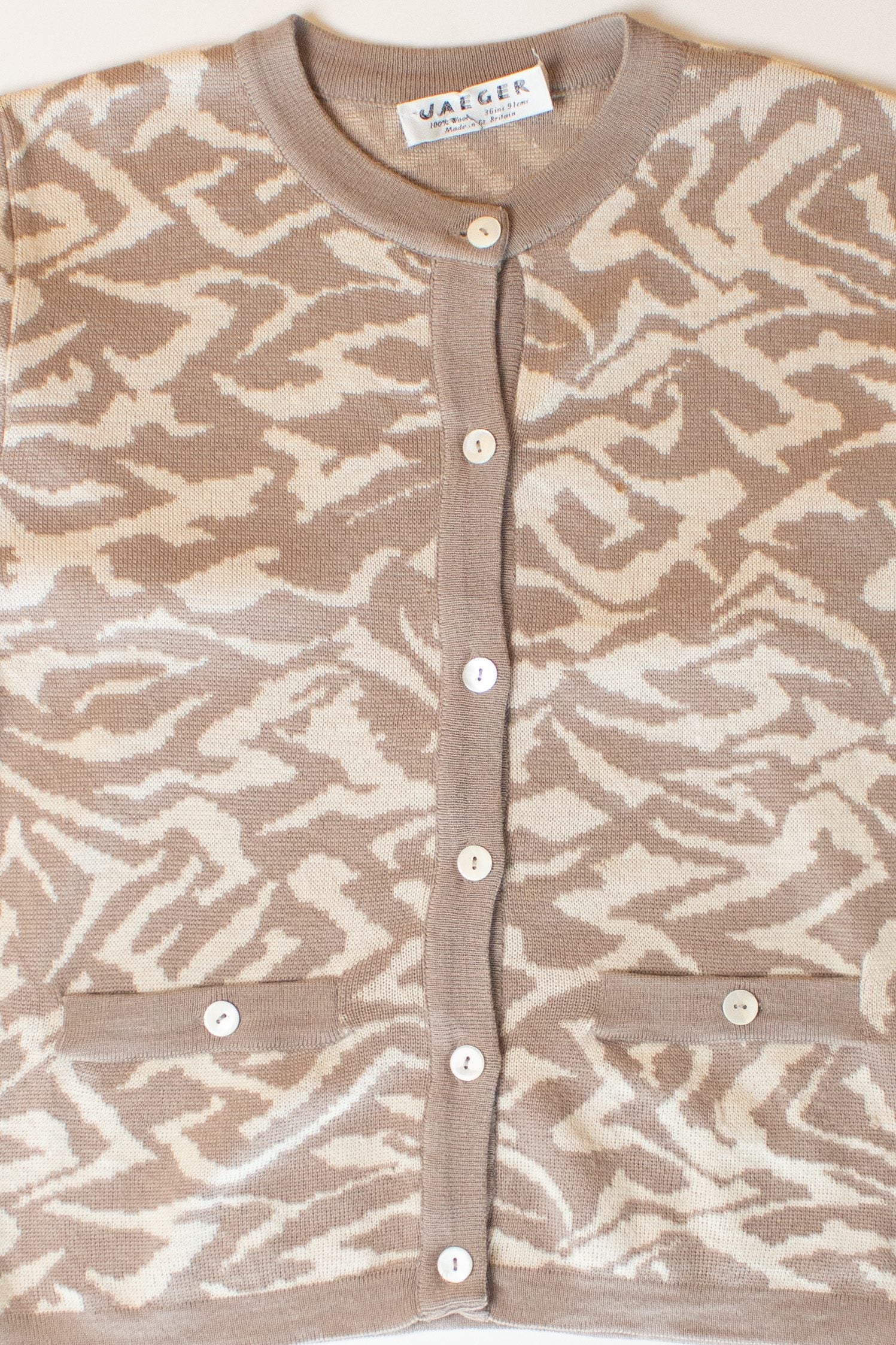 Vintage Beige Zebra Cardigan (1990s)