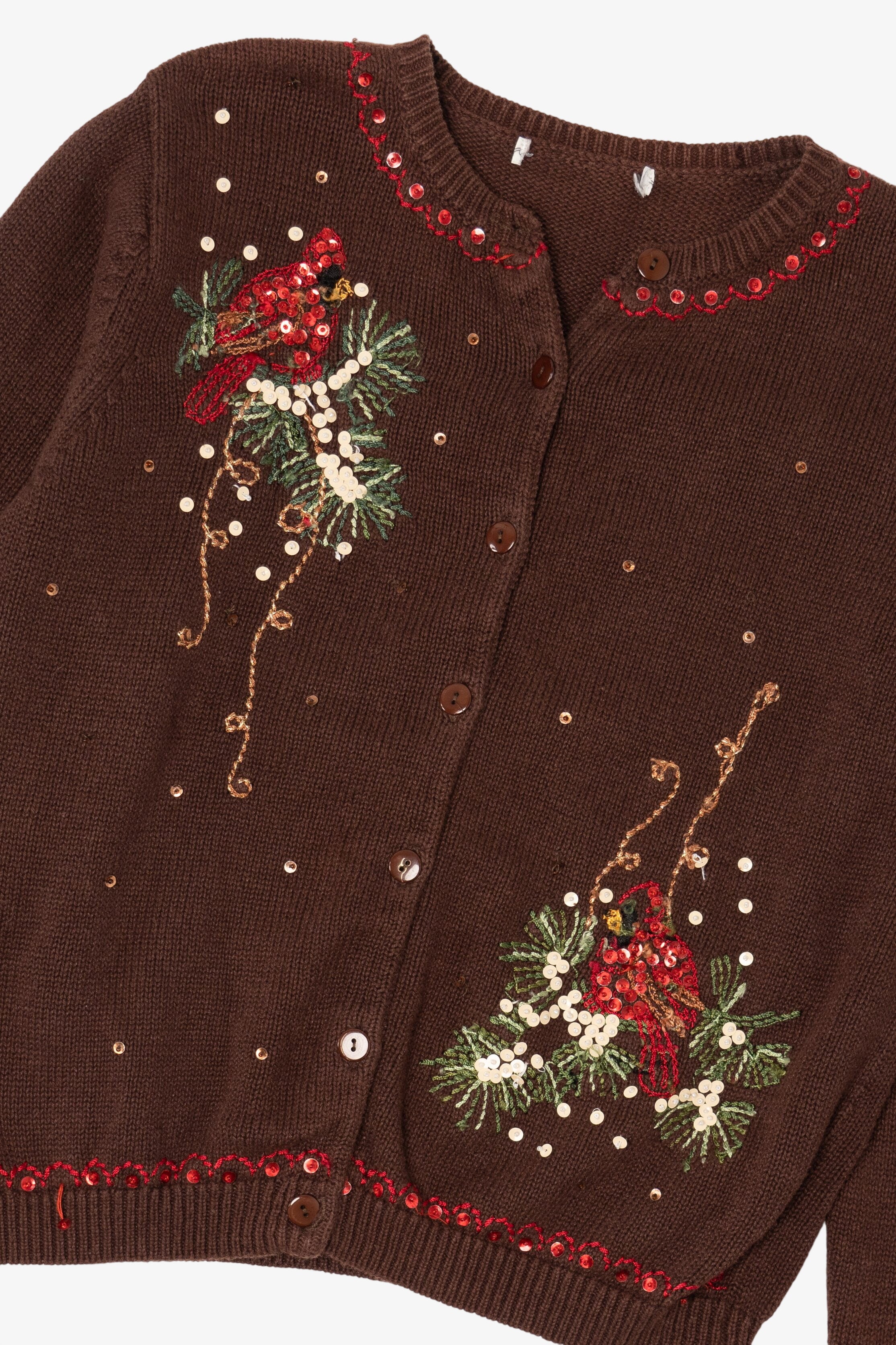 Vintage Dark Brown Sequin Cardinals Cardigan (1990s)