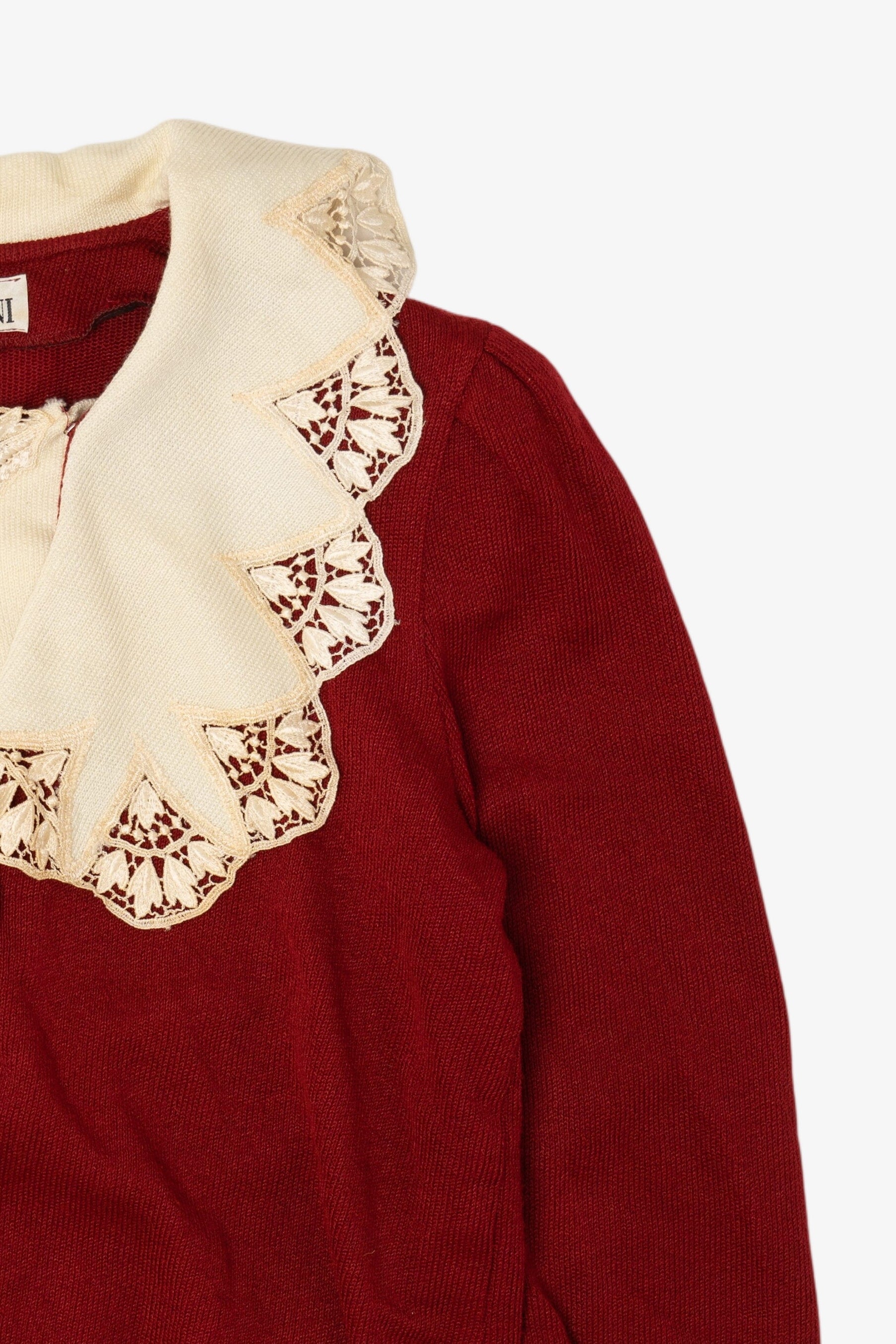 Vintage Red Nilani Lace Collar Cardigan Sweater (1980s)