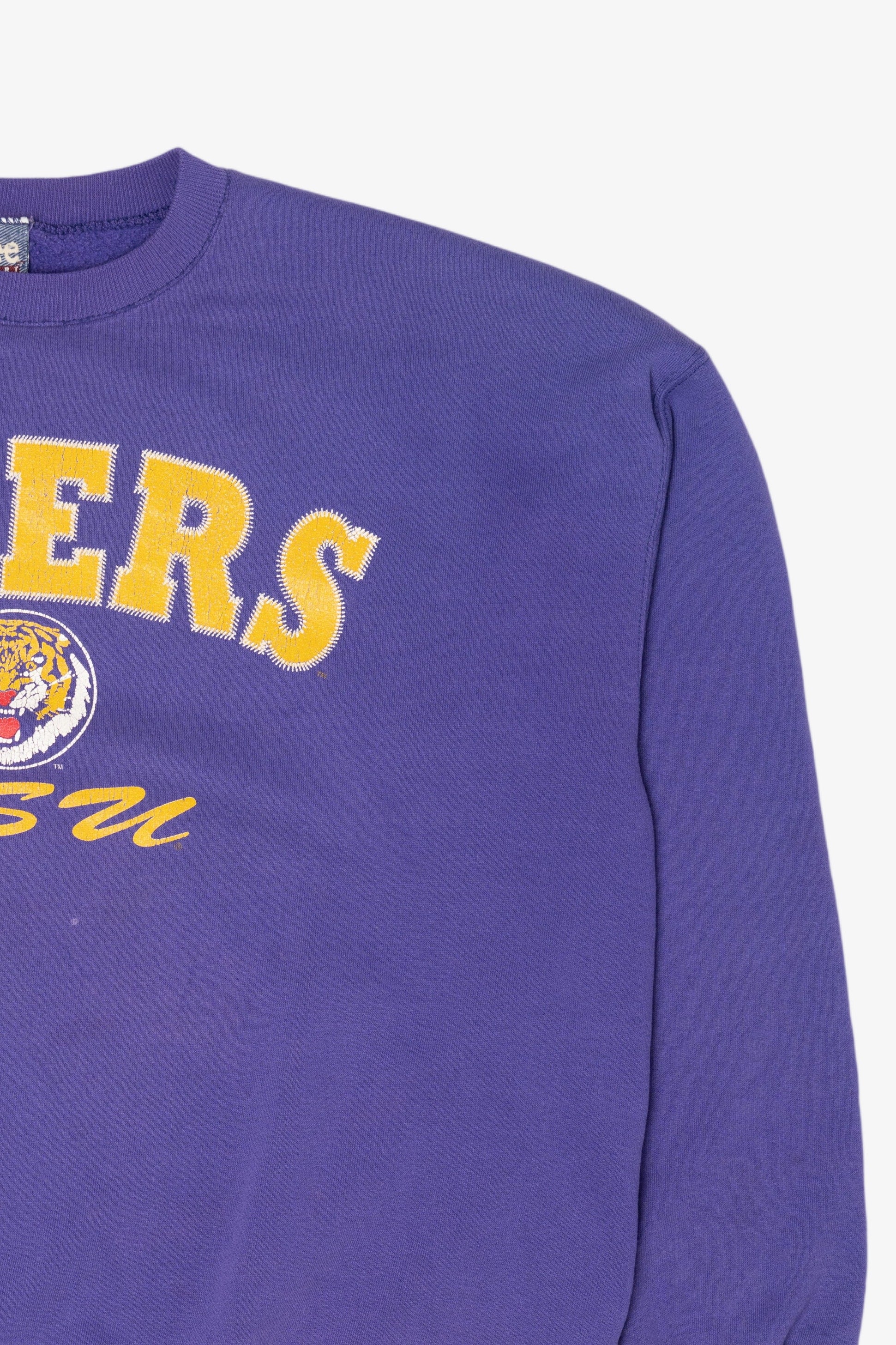 Vintage Distressed Purple Louisiana State University Tigers Sweatshirt (1990s)