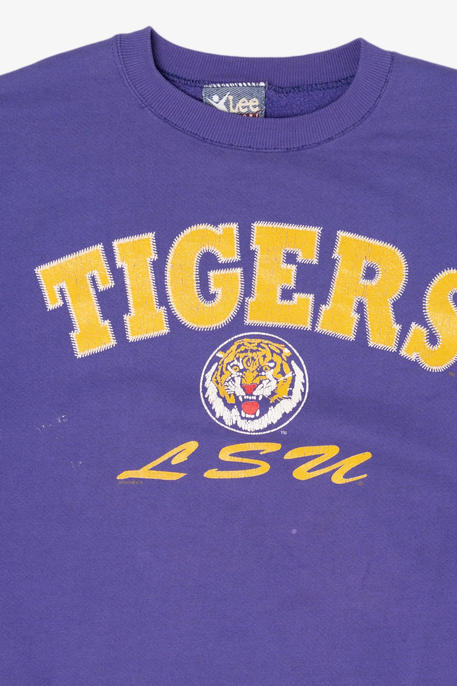 Vintage Distressed Purple Louisiana State University Tigers Sweatshirt (1990s)