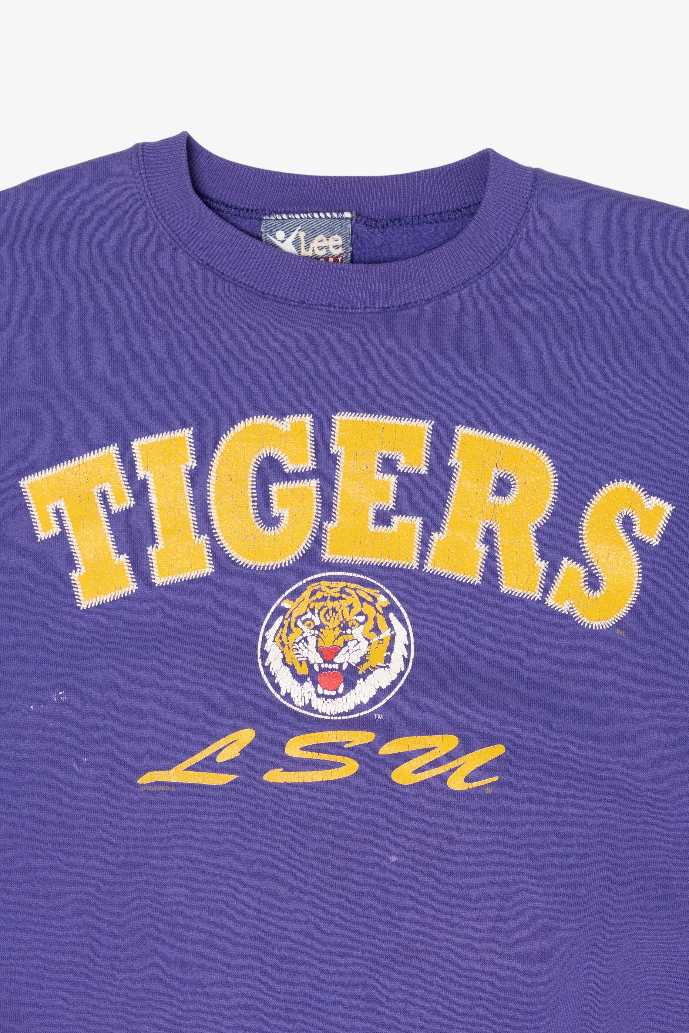 Vintage Distressed Purple Louisiana State University Tigers Sweatshirt (1990s)