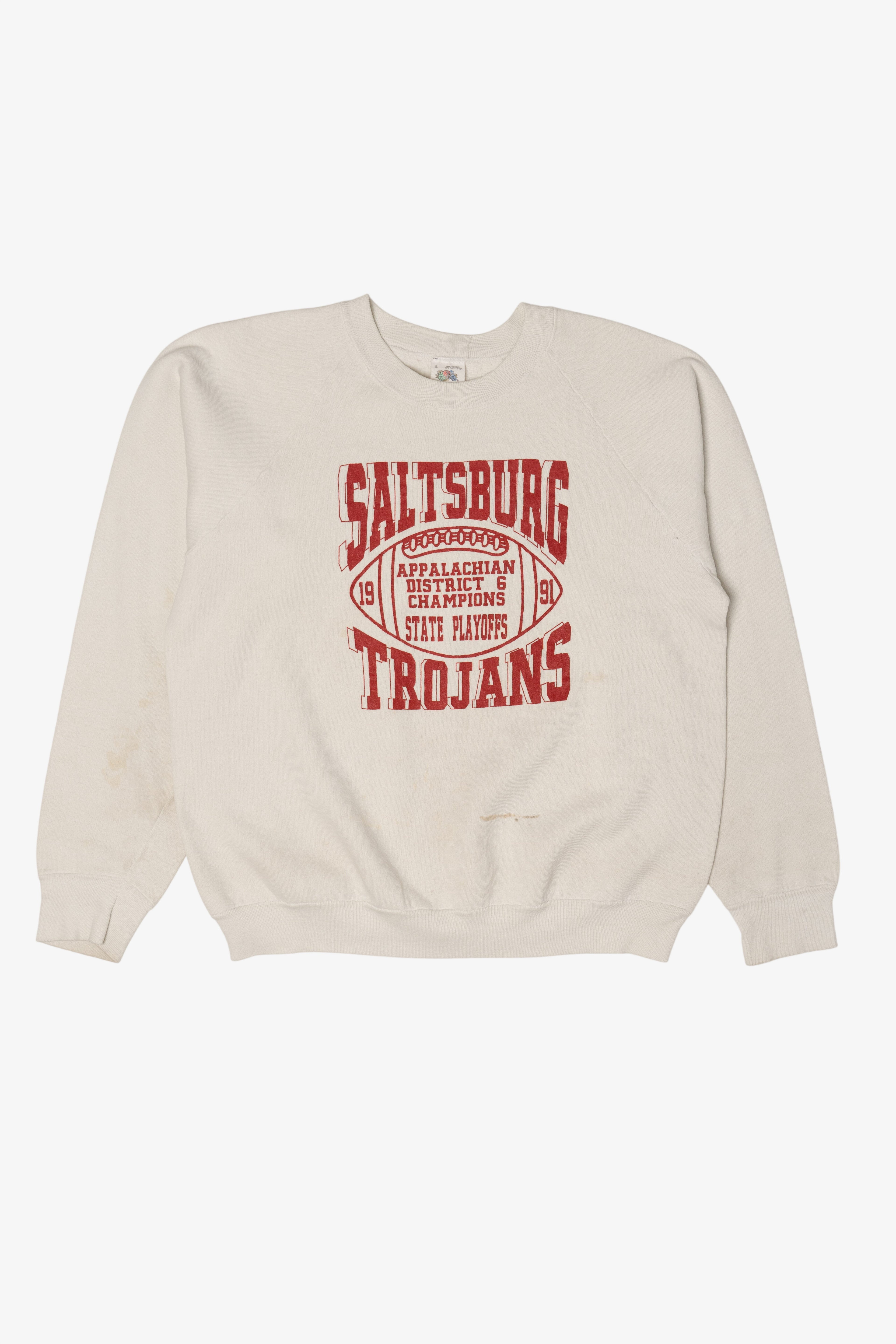 Vintage Distressed Saltsburg Trojans State Playoffs 1991 Sweatshirt (1990s)