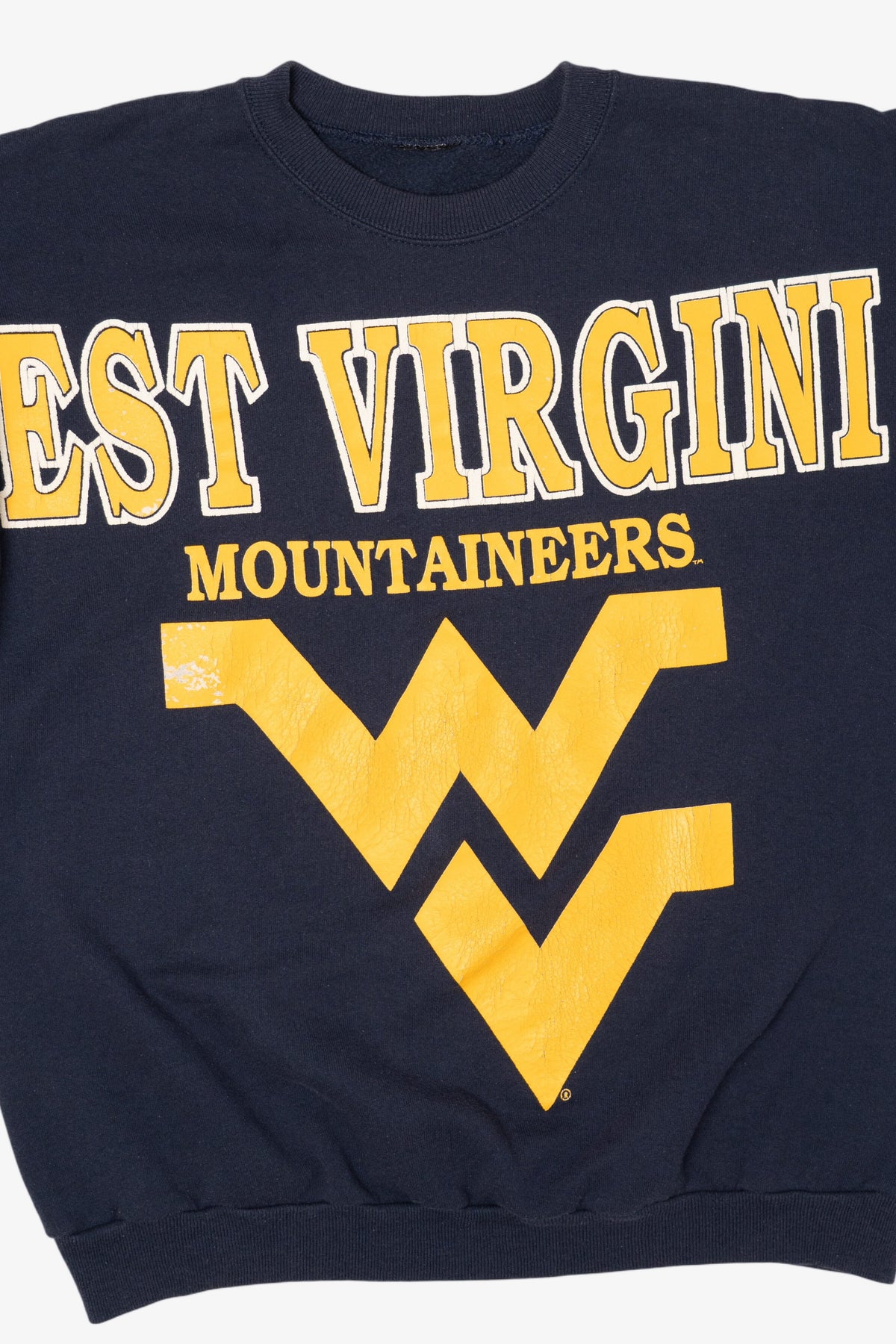 Vintage Navy Blue West Virginia Mountaineers Spell Out Sweatshirt (1990s)