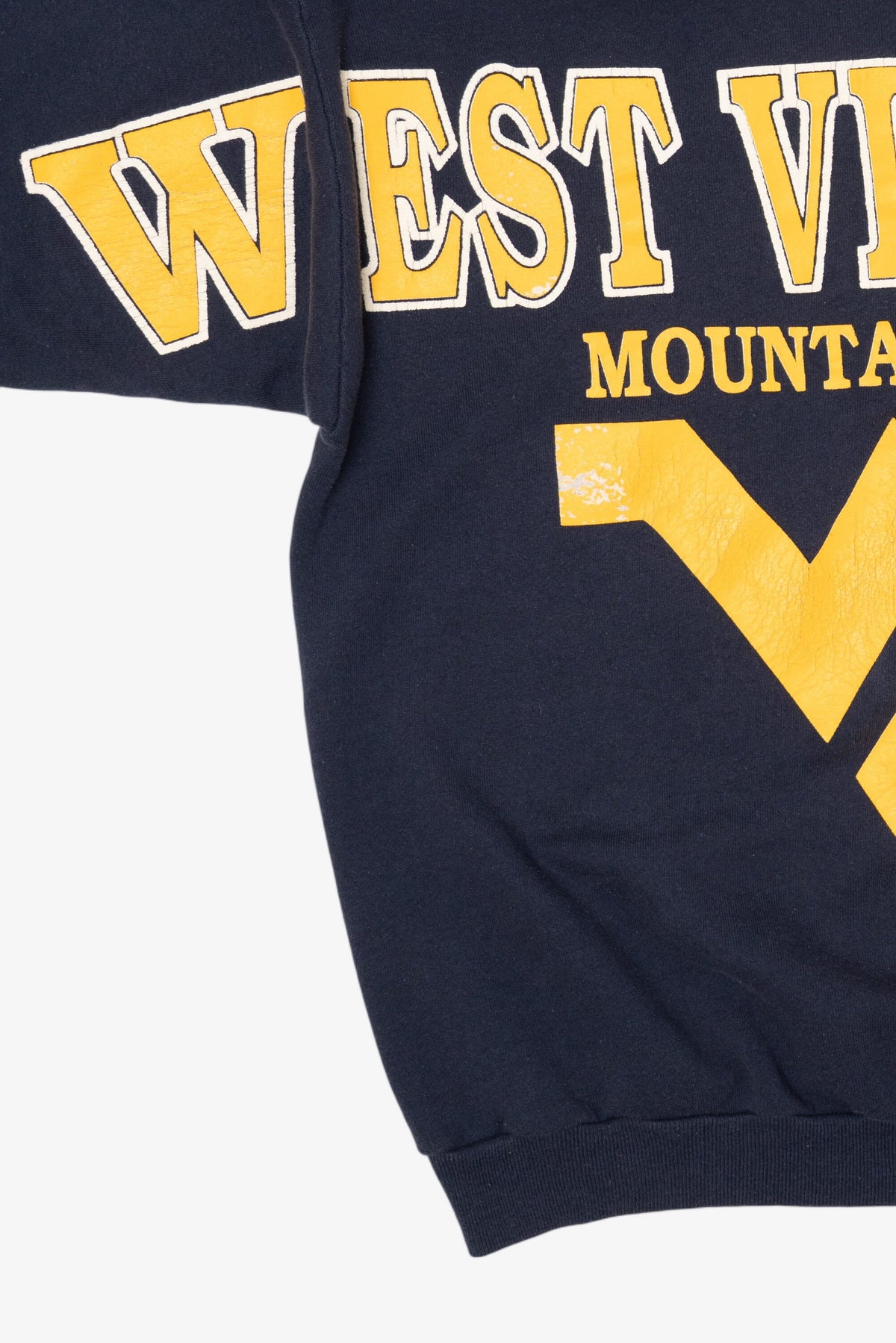 Vintage Navy Blue West Virginia Mountaineers Spell Out Sweatshirt (1990s)