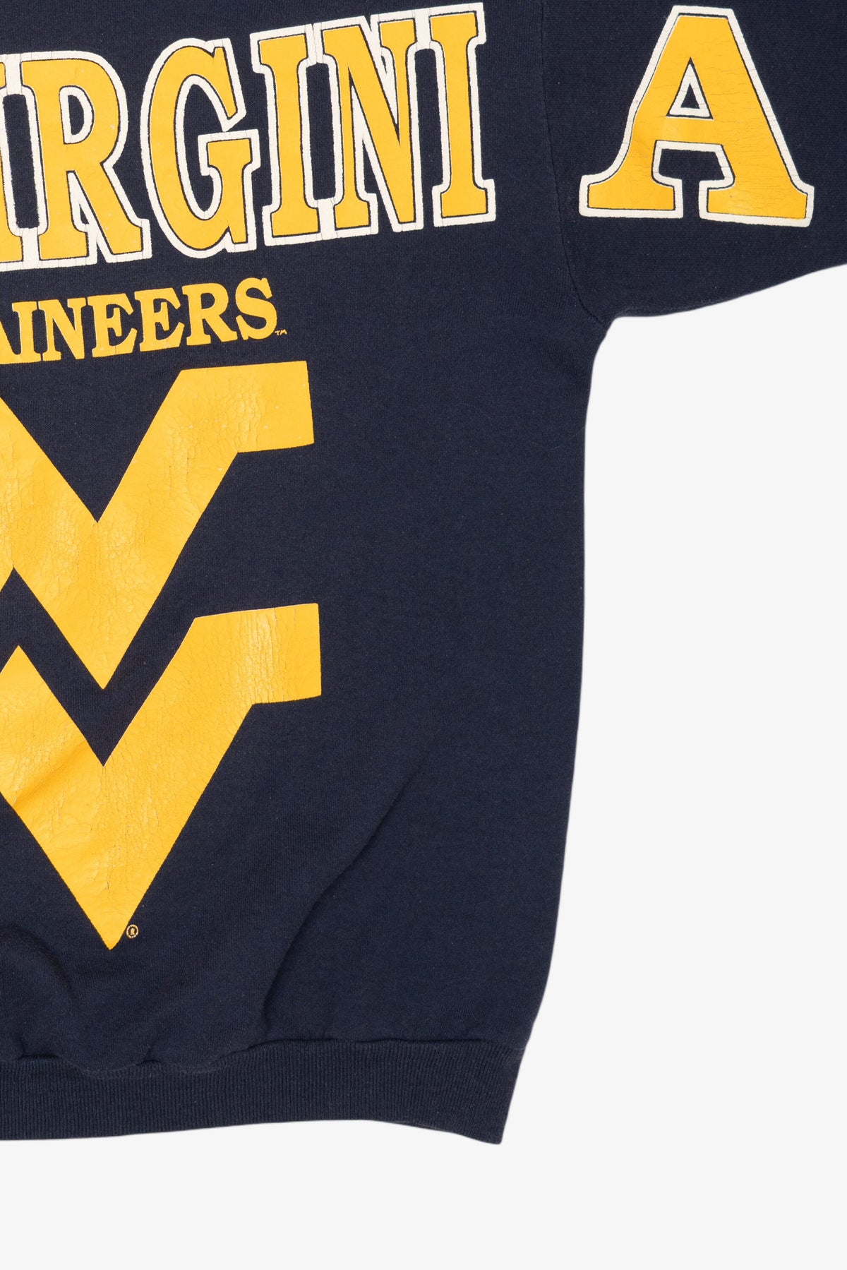 Vintage Navy Blue West Virginia Mountaineers Spell Out Sweatshirt (1990s)