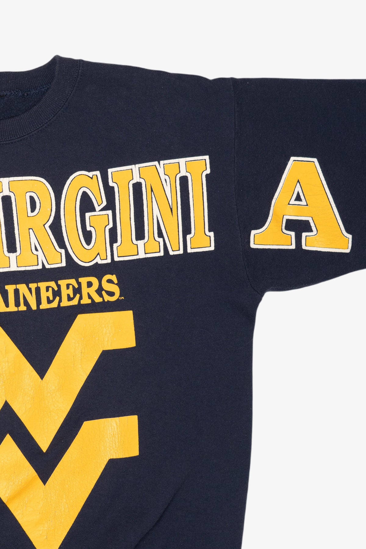 Vintage Navy Blue West Virginia Mountaineers Spell Out Sweatshirt (1990s)
