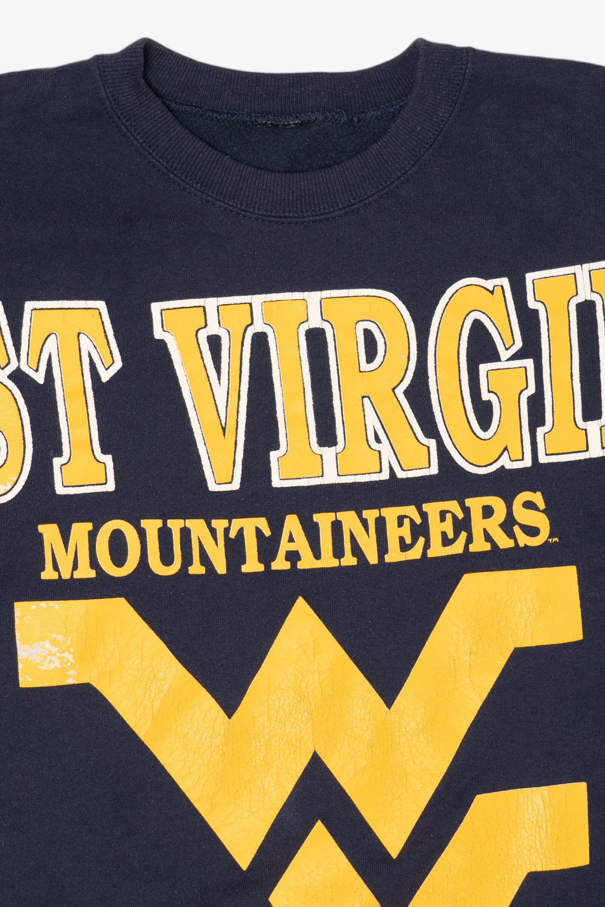 Vintage Navy Blue West Virginia Mountaineers Spell Out Sweatshirt (1990s)