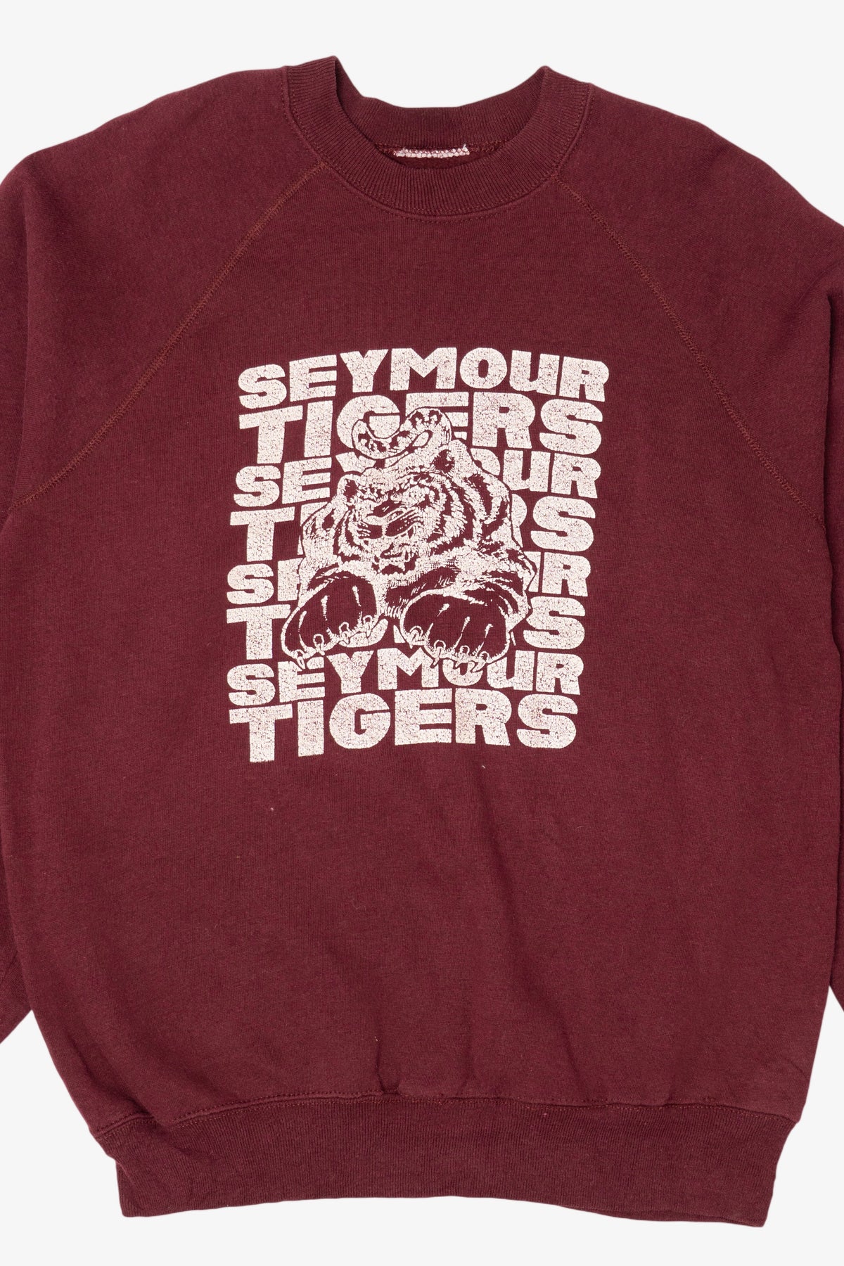 Vintage Burgundy Seymour Tigers Raglan Sweatshirt (1990s)