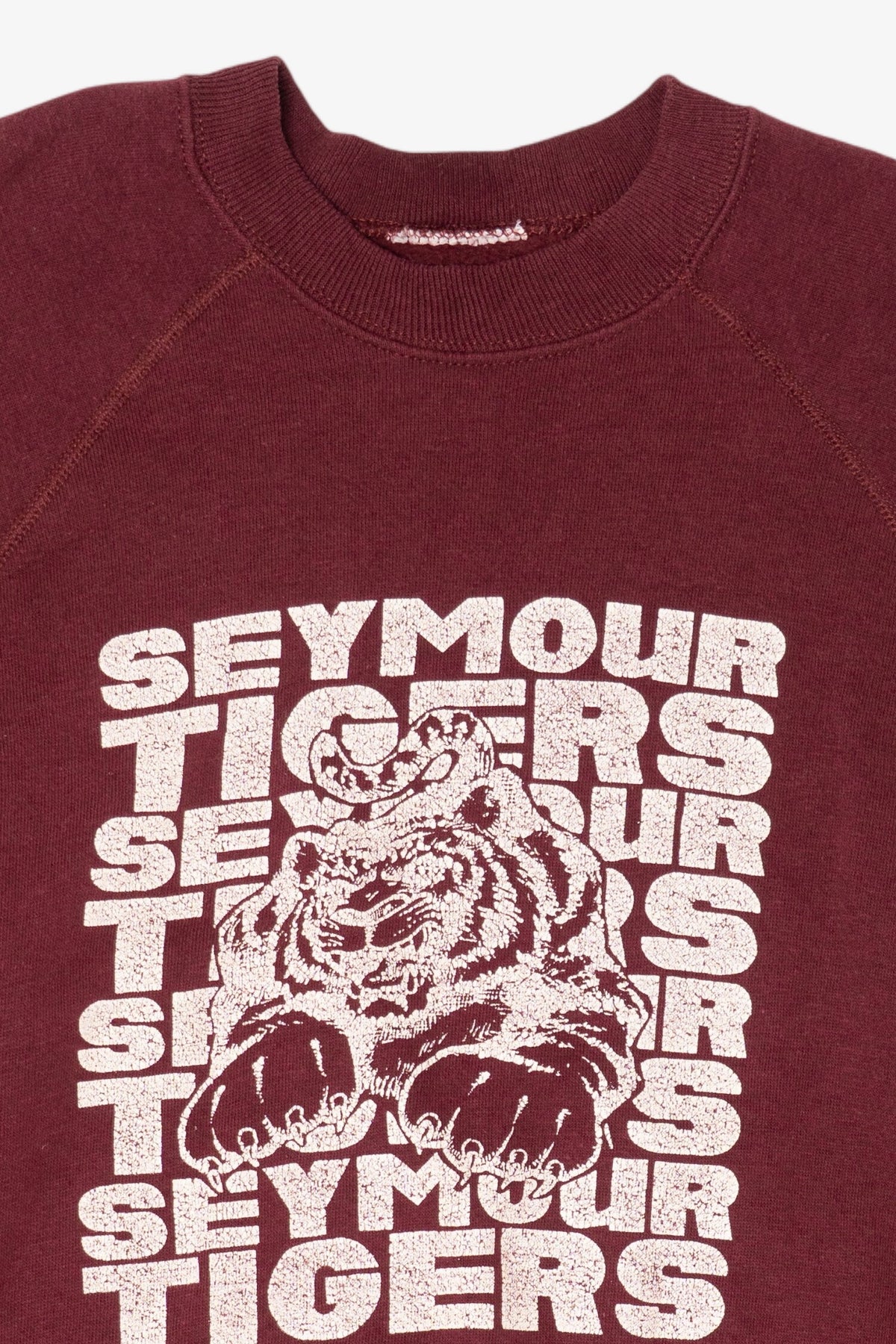 Vintage Burgundy Seymour Tigers Raglan Sweatshirt (1990s)
