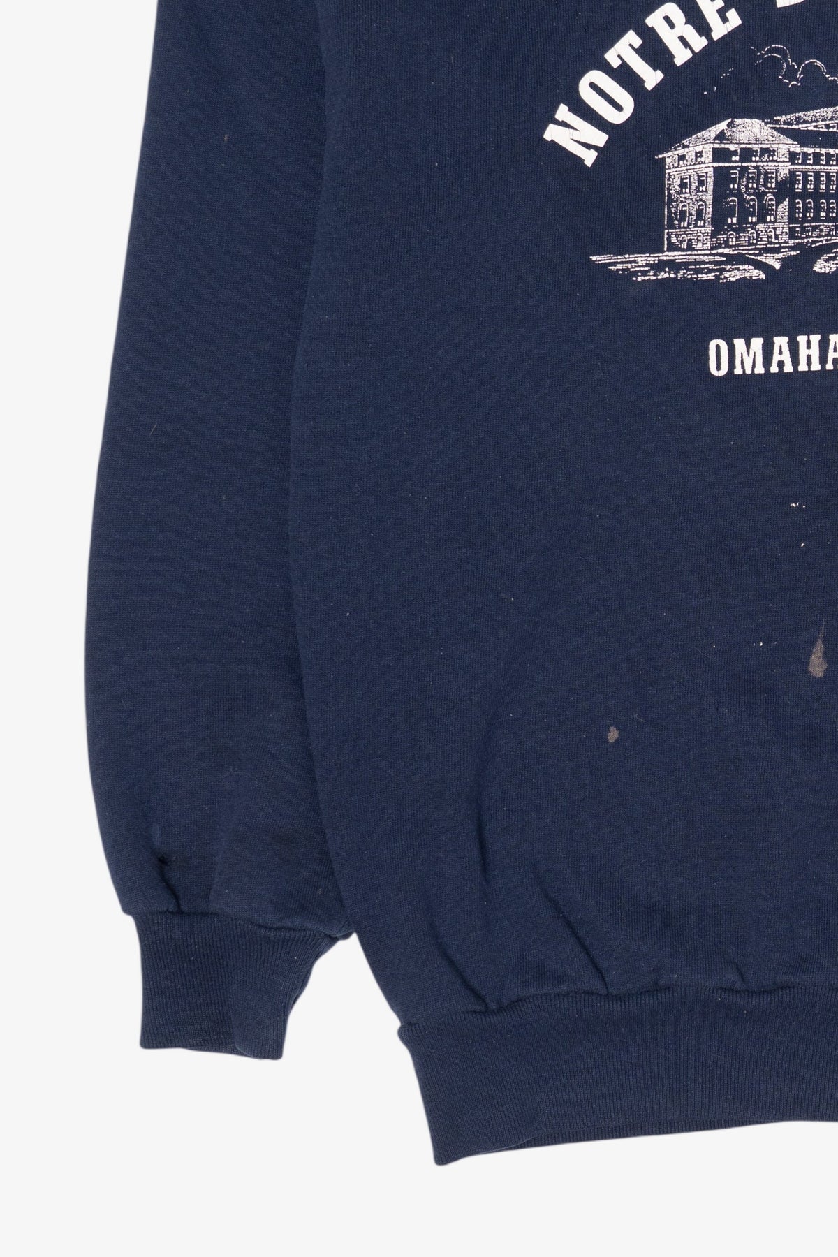 Vintage Navy Blue Notre Dame Academy Omaha Nebraska Distressed Sweatshirt (1990s)