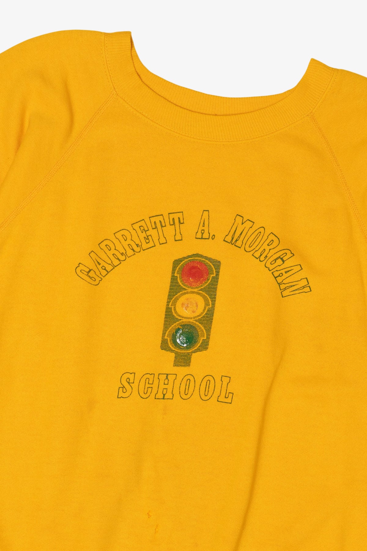Vintage Yellow Garrett A. Morgan School Short Sleeve Raglan Sweatshirt (1990s)