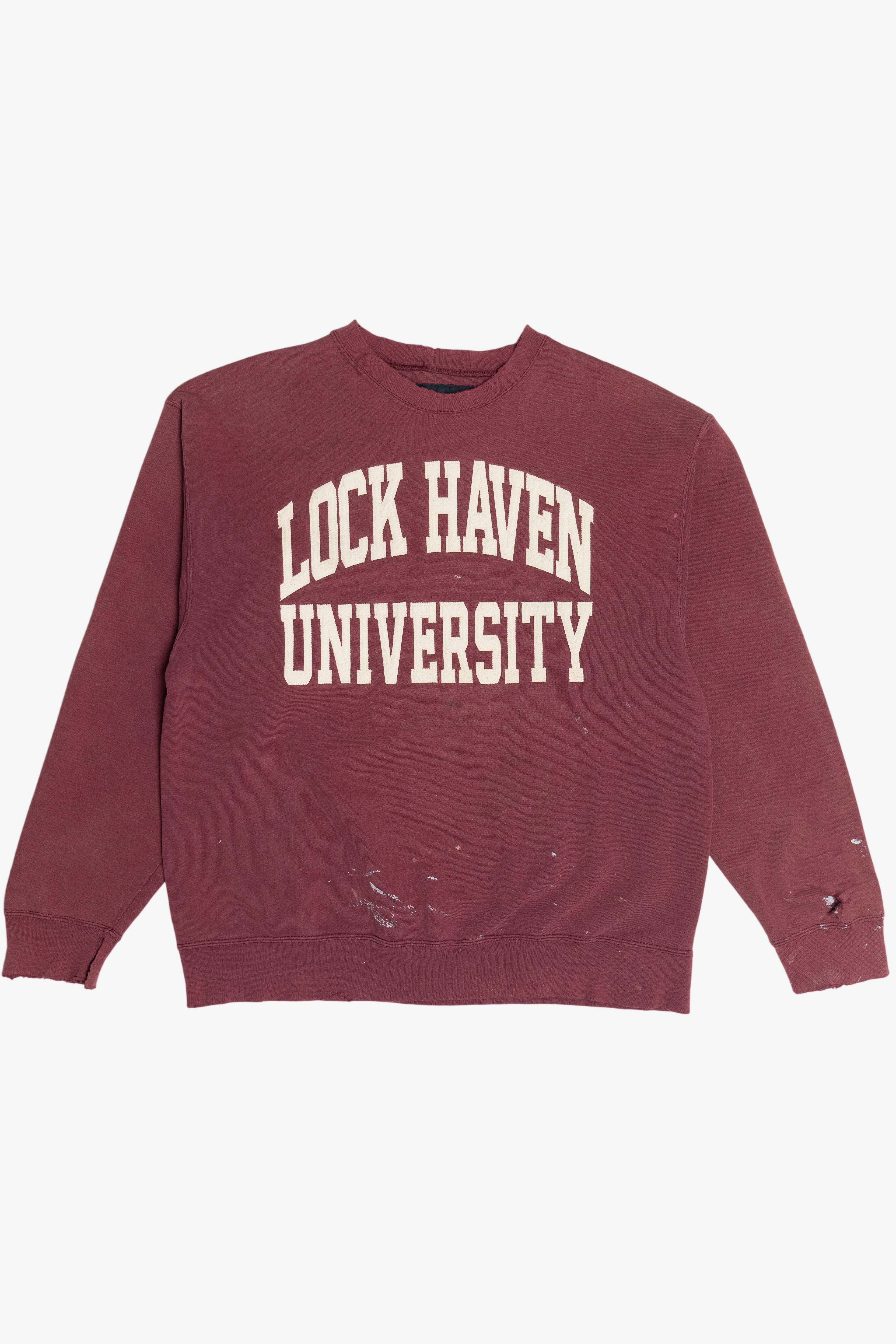 Vintage Thrashed "Lock Haven University" Pennsylvania College Sweatshirt (1990s)