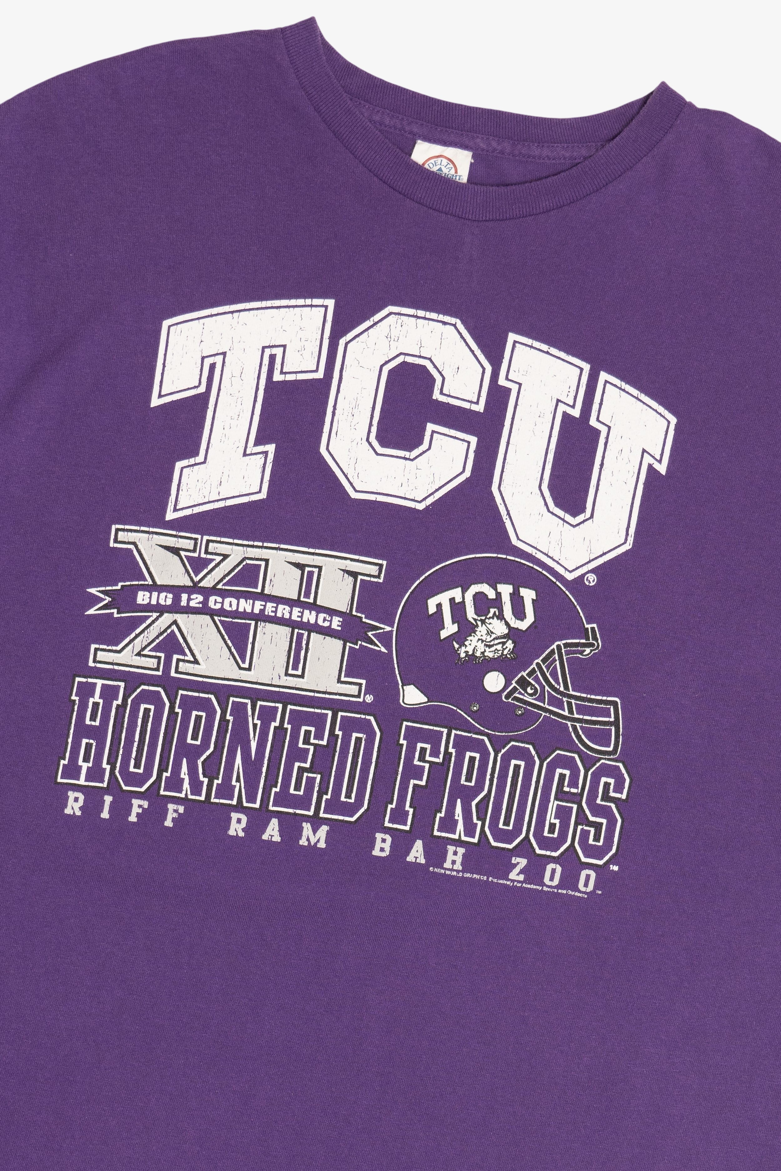 Vintage "TCU Horned Frogs" "XII Big 12 Conference" Texas Christian University College T-Shirt (1990s)