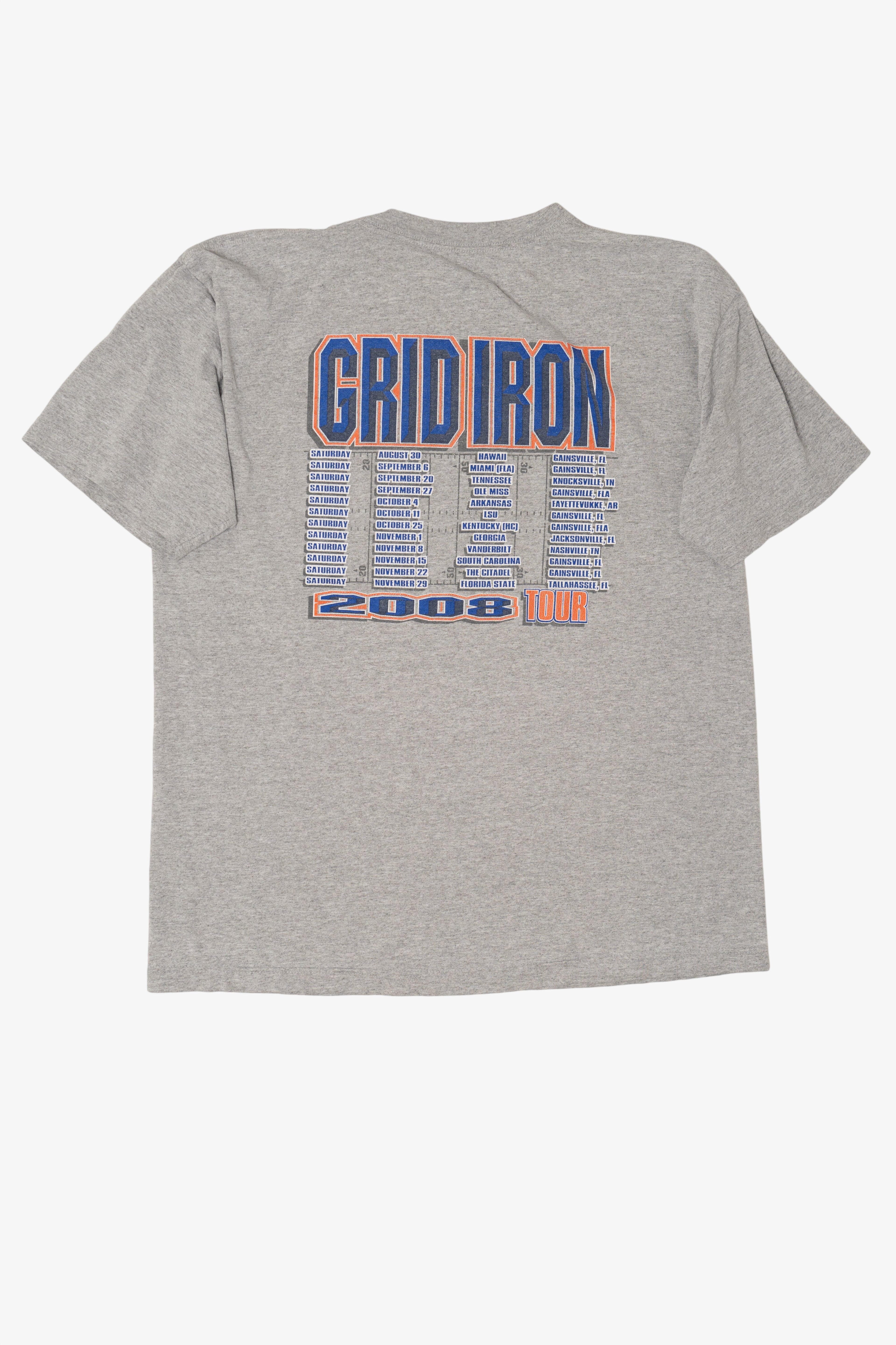 Gray NCAA Florida Gators Grid Iron 2008 T-Shirt (2000s)