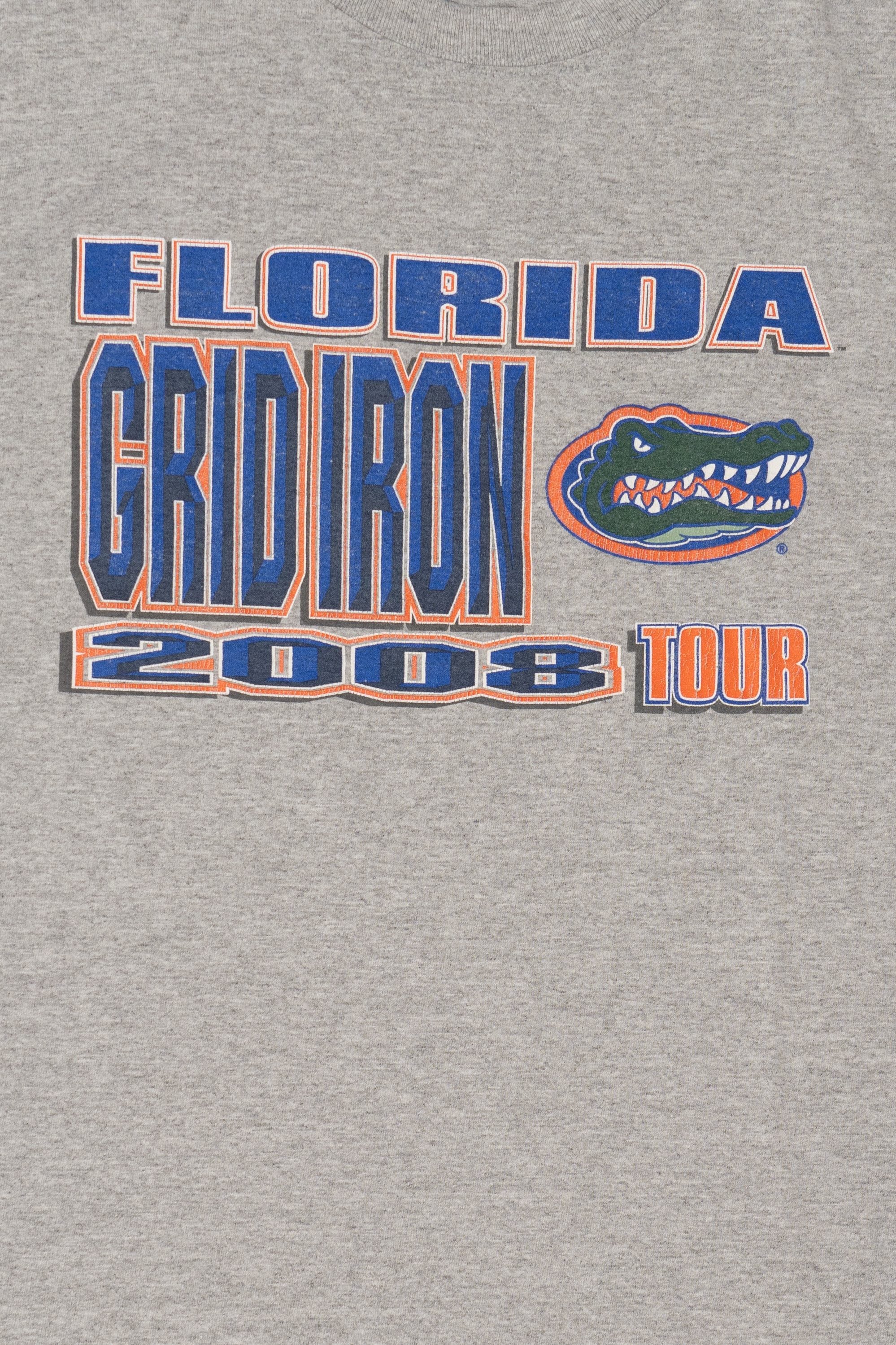 Gray NCAA Florida Gators Grid Iron 2008 T-Shirt (2000s)