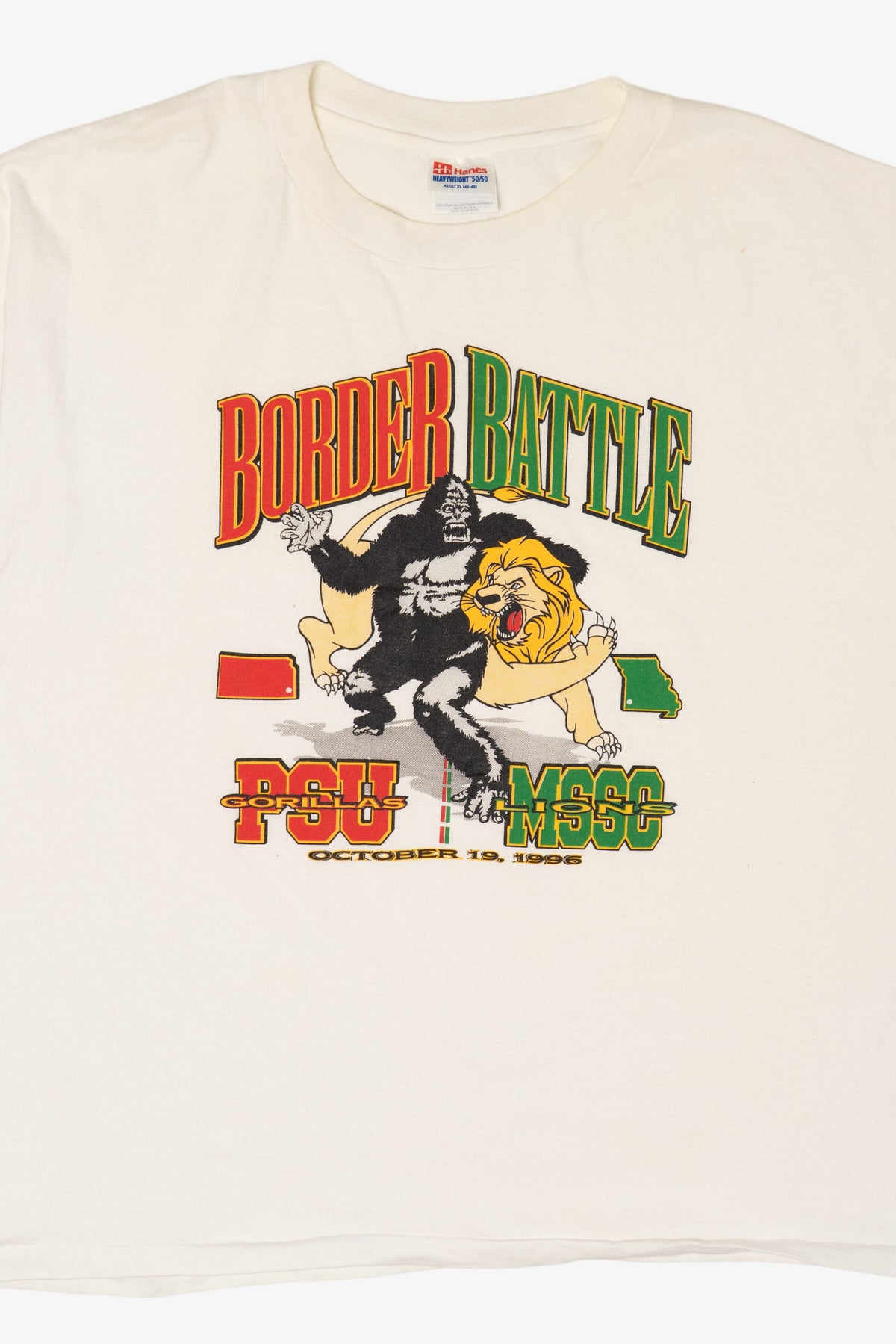 Vintage College "Border Battle" PSU Gorillas Vs. MSSC Lions T-Shirt (1990s)