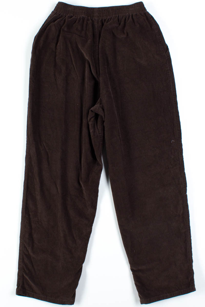 Brown Elastic Velvet Pants
