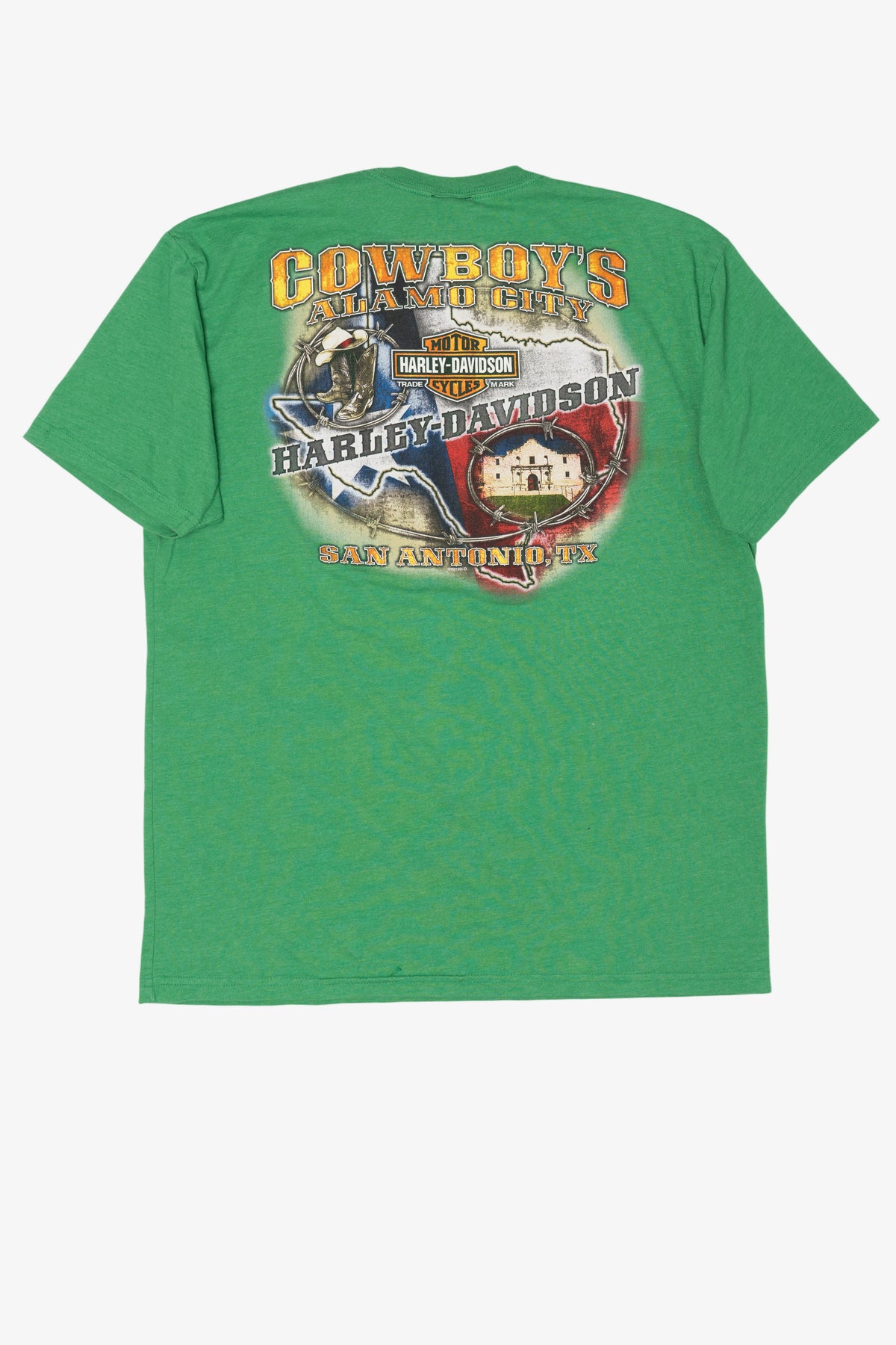Green Harley Davidson San Antonio, Texas T-Shirt (2010s)