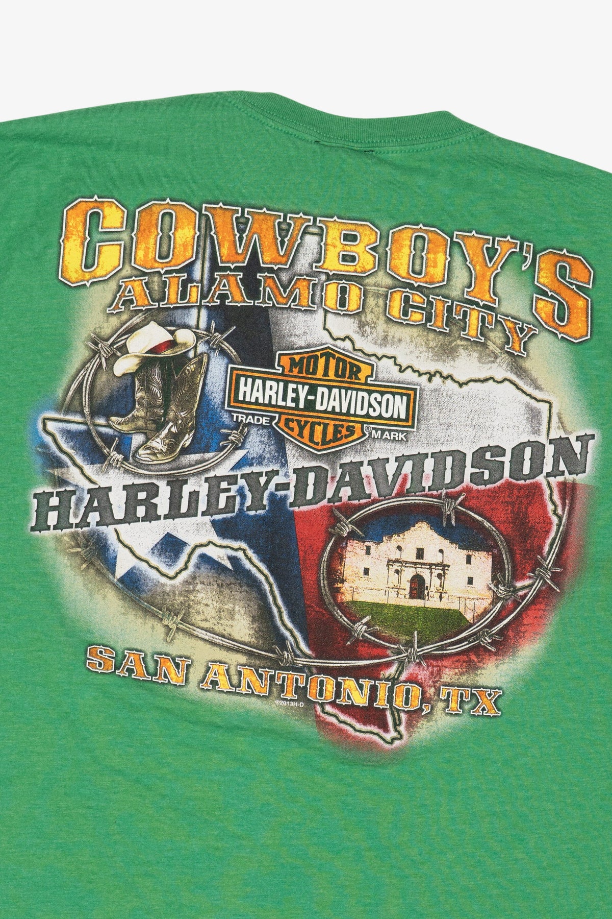 Green Harley Davidson San Antonio, Texas T-Shirt (2010s)