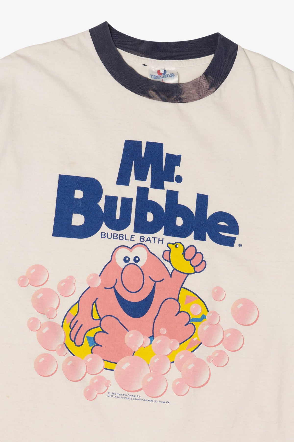 Vintage Distressed Mr. Bubble Bubble Bath Ringer T-Shirt (1990s)