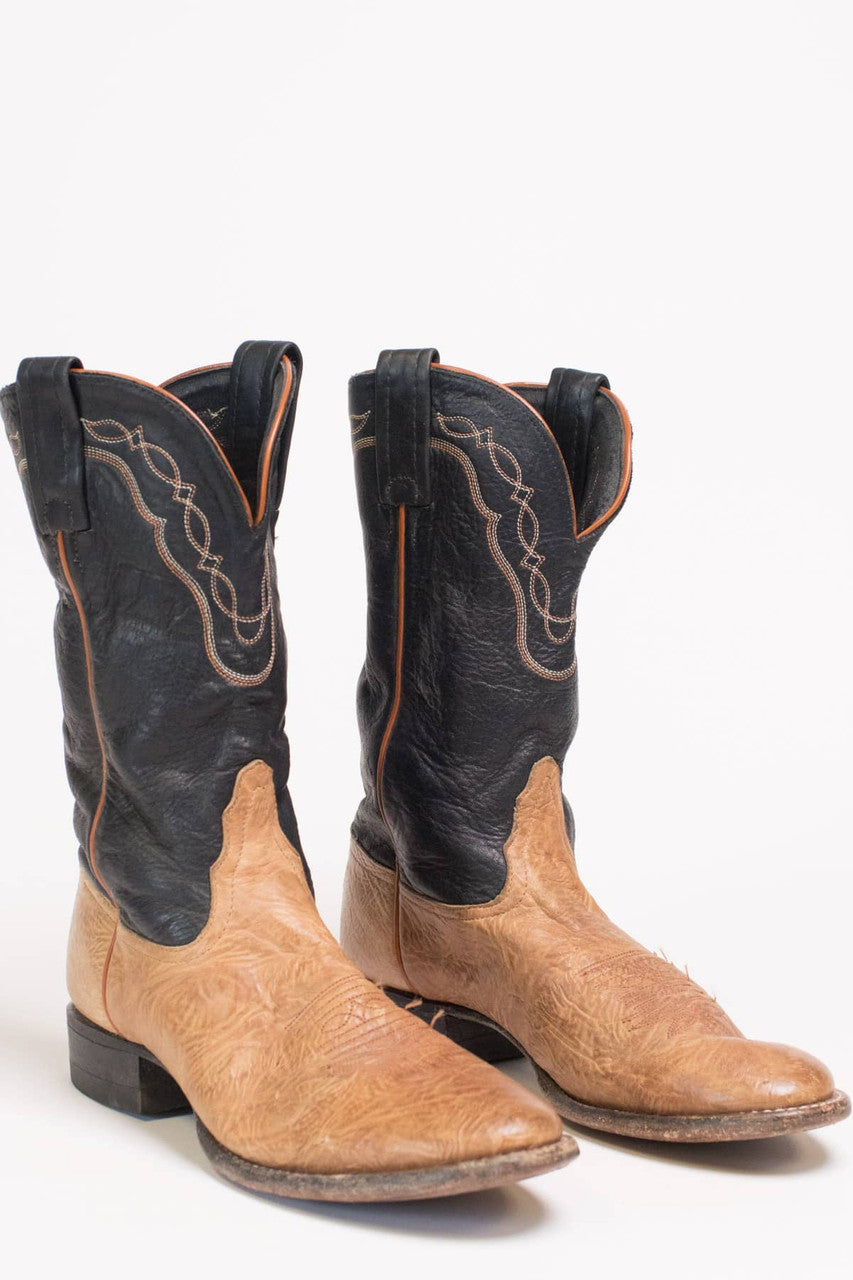 Black & Tan Vintage Cowboy Boots (7 M)