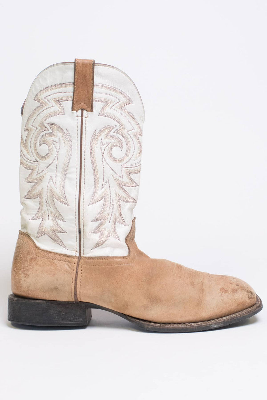 Durango Tan & White Cowboy Boots (12 D)