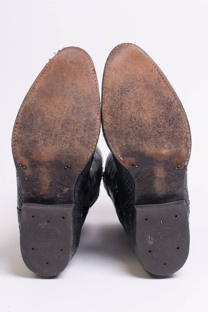 Vintage Snakeskin Leather Cowboy Boots (5 D)