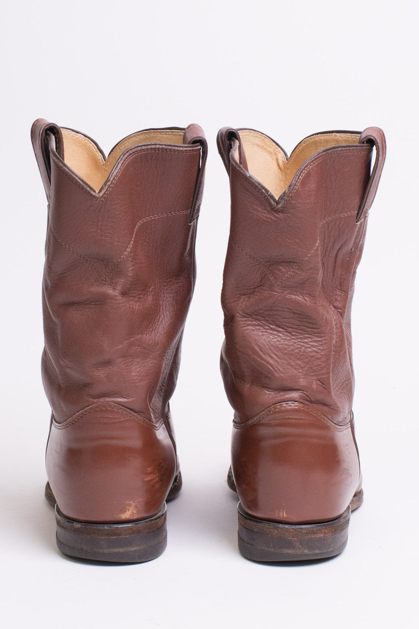 Burgundy Leather Justin Boots (9.5 EE)