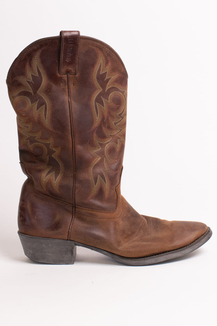 Flame Embroidered Justin Cowboy Boots (11.5 D)