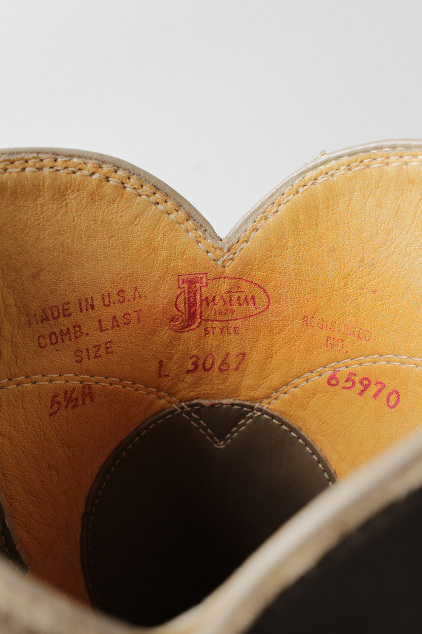 Gray Justin Cowboy Boots (Sz. 5.5 A) 1273