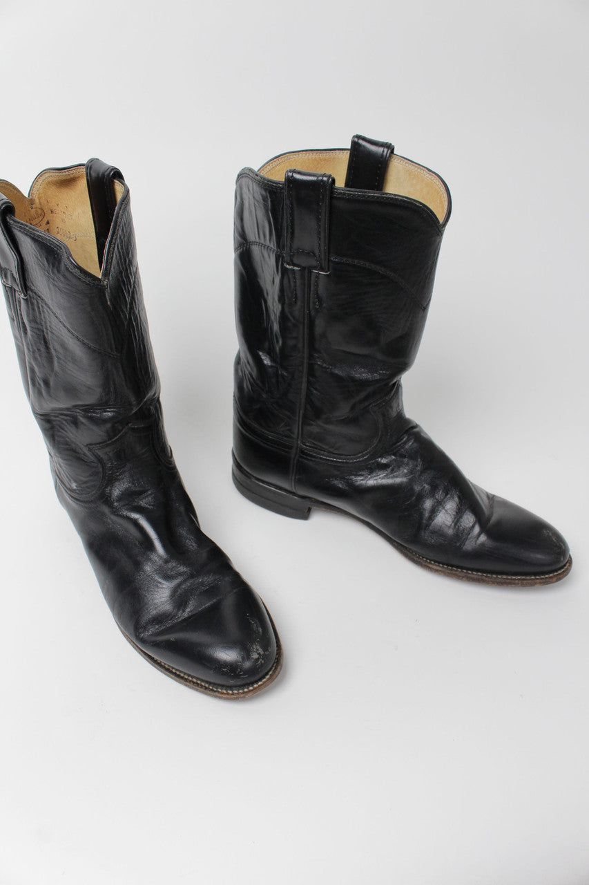 Justin Black Cowboy Boots (Sz. 9 A) 1276