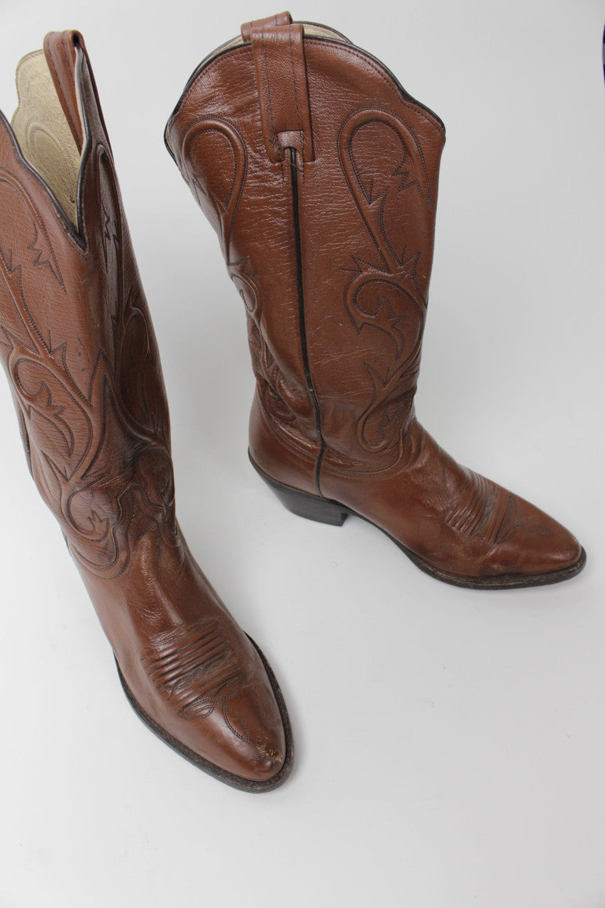 Brown Cowboy Boots (Sz. 7.5 M) 1279