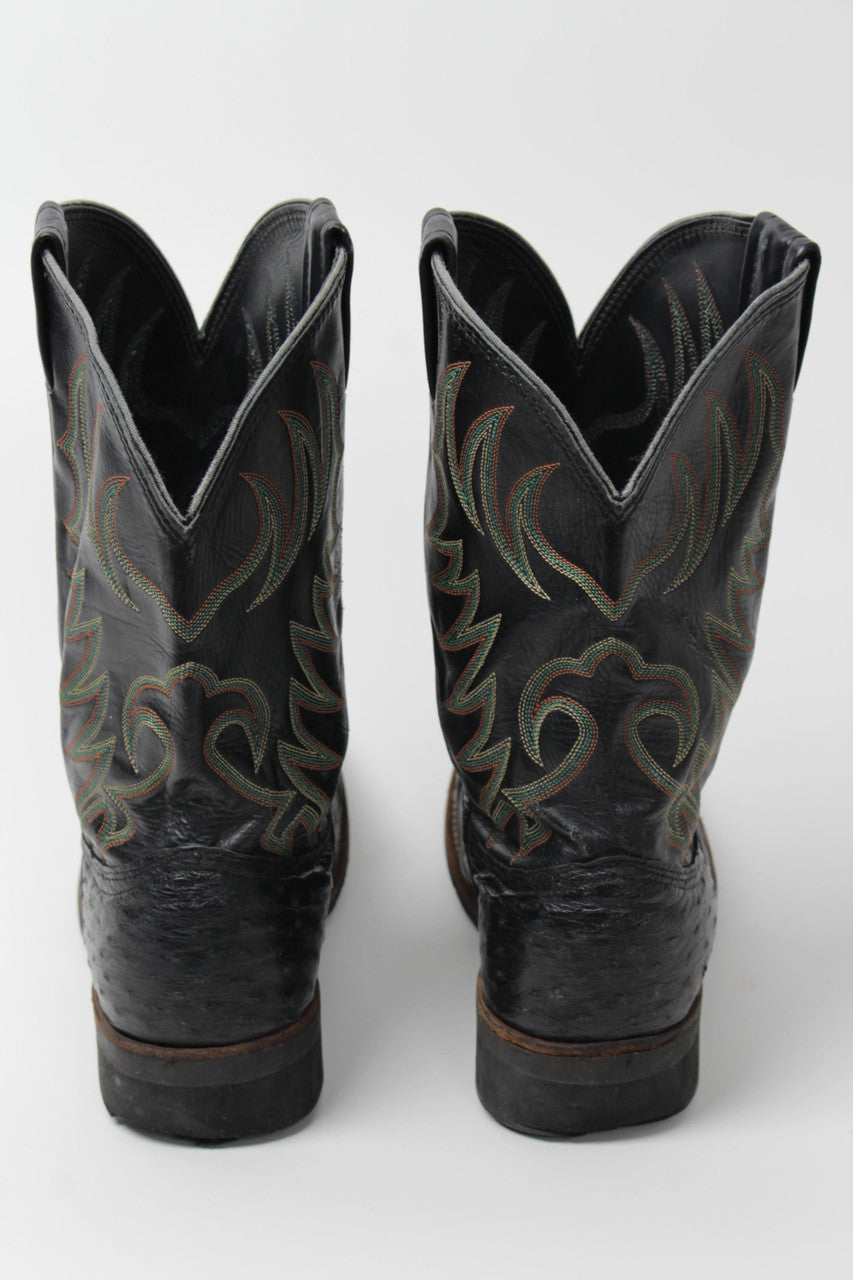 Black Textured Cowboy Boots (Sz. 9 D) 1293