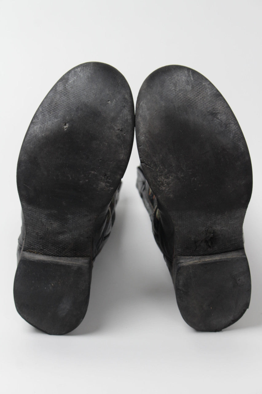 Black Textured Cowboy Boots (Sz. 9 D) 1293
