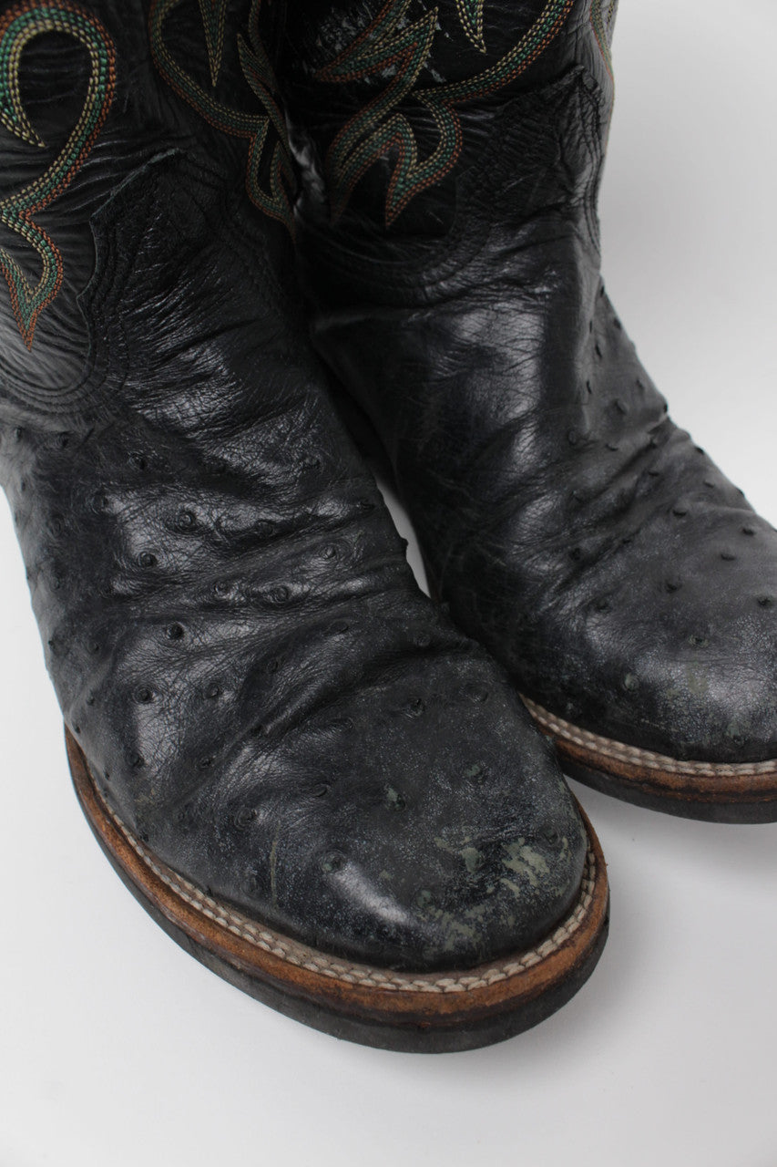 Black Textured Cowboy Boots (Sz. 9 D) 1293