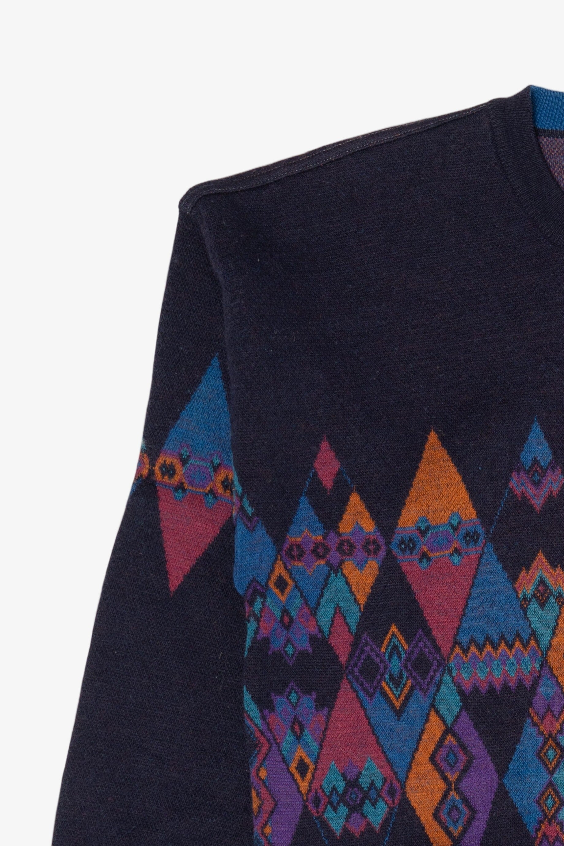 Vintage Navy Blue Navigare Geometric Graphic Sweater (1990s)