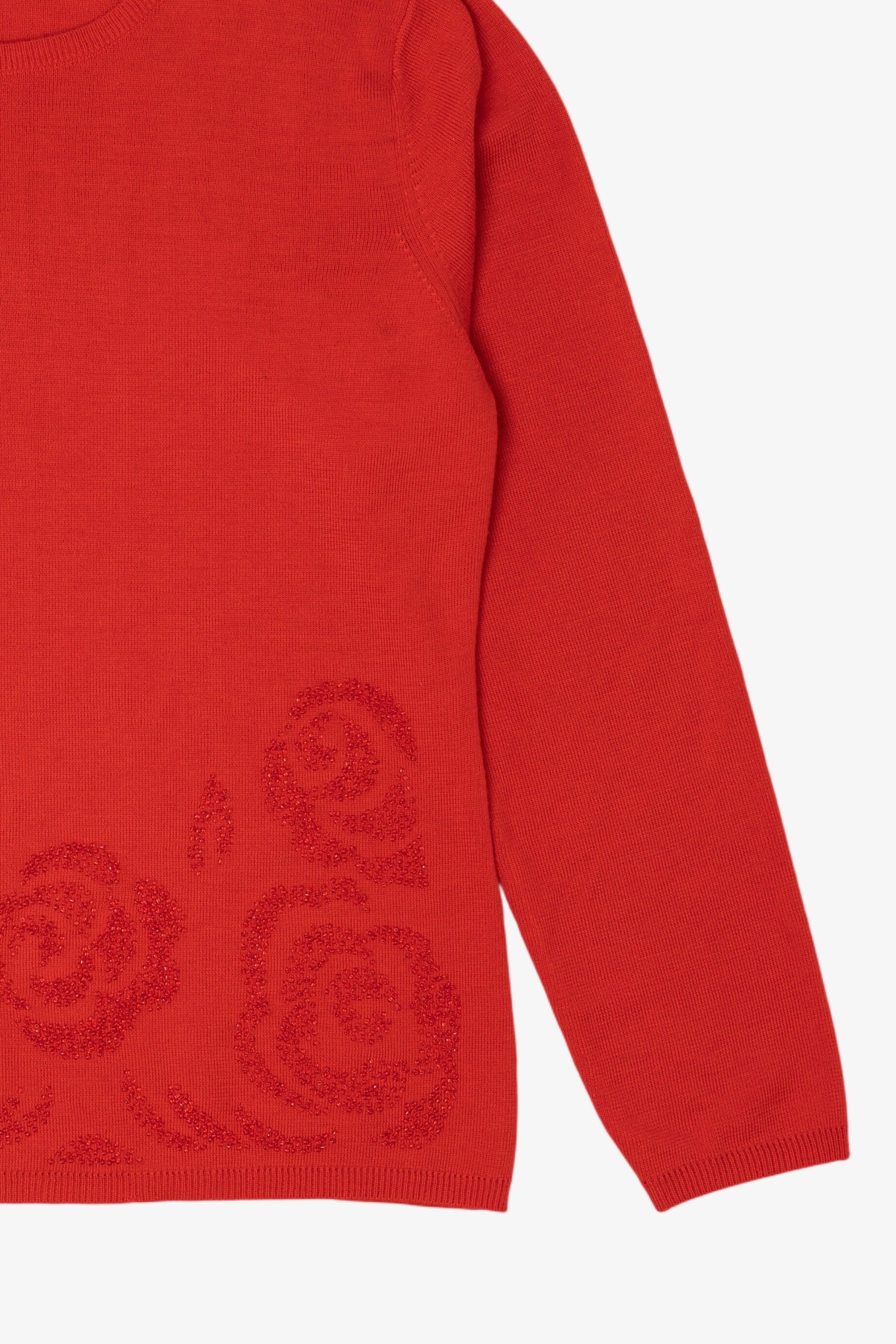 Vintage Red I.K.C Bead Embroidered Sweater (1990s)