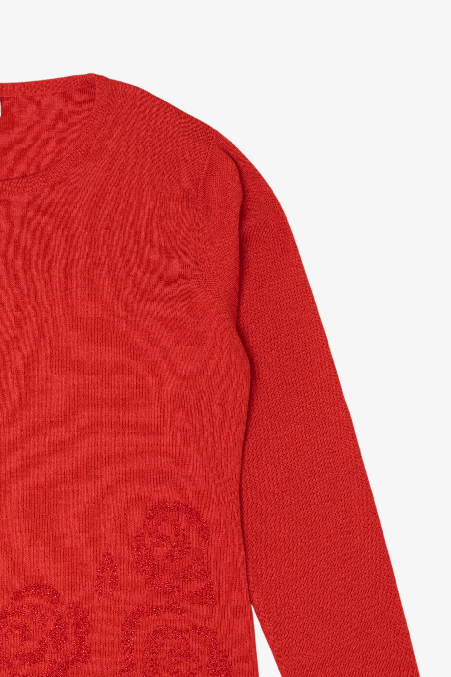 Vintage Red I.K.C Bead Embroidered Sweater (1990s)